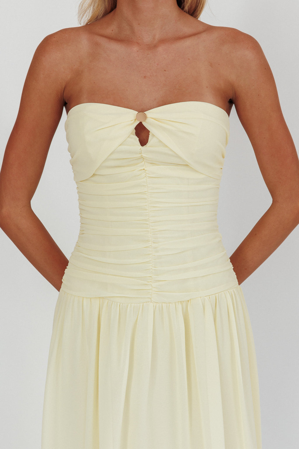 secret rose strapless maxi dress butter High Streets Strapless Maxi Dress Butter