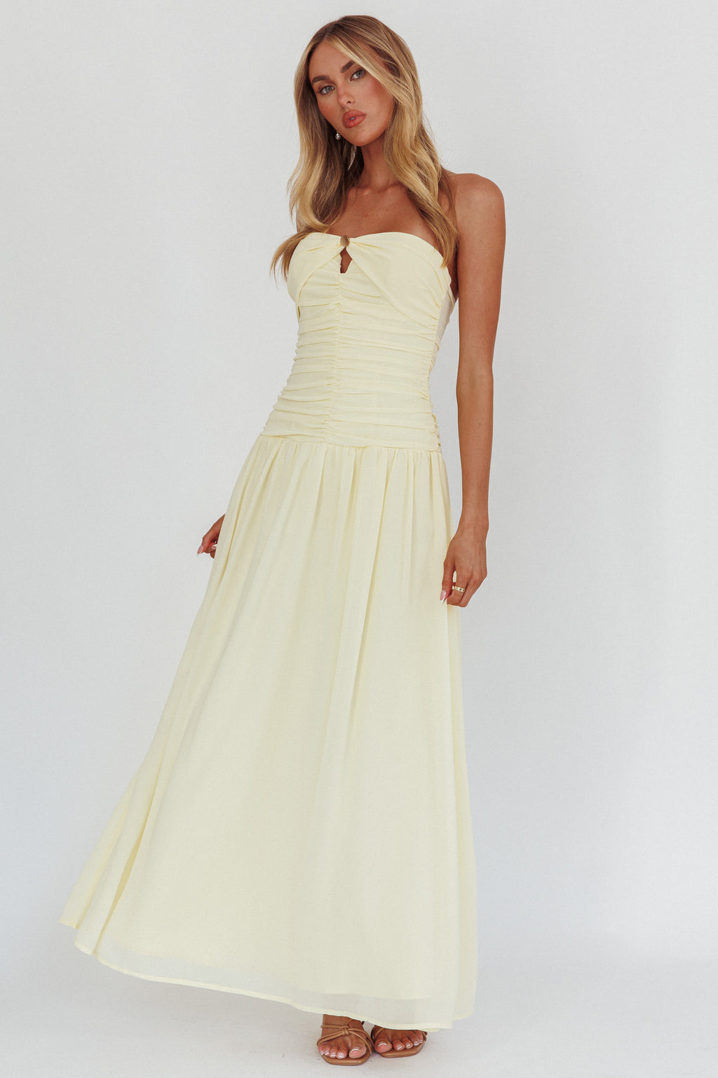 High Streets Strapless Maxi Dress Butter by Selfie Leslie