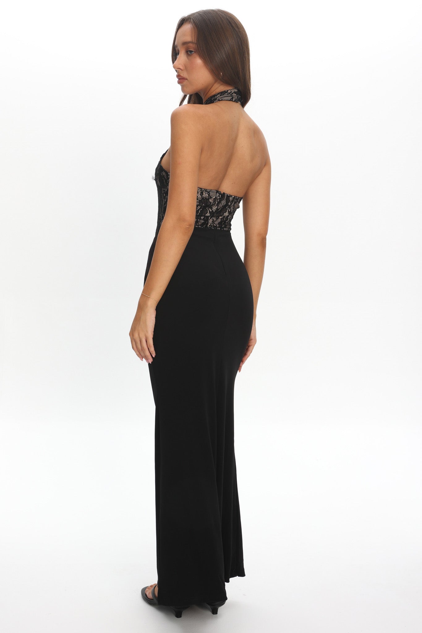 Lovelight Lace Bodice Halter Maxi Dress Black - XL Lovelight Lace Bodice Halter Maxi Dress Black - XL