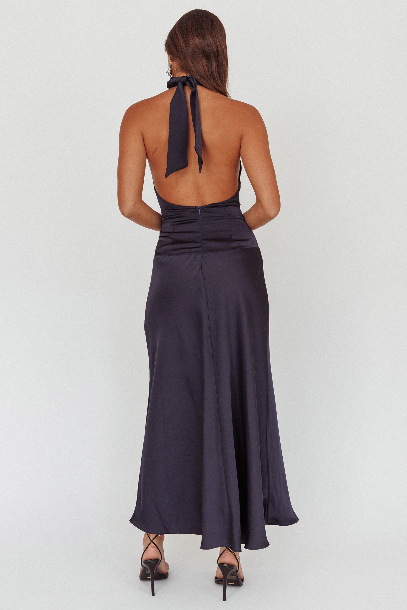 Elcie Drop Waist Halter Maxi Dress Navy Elcie Drop Waist Halter Maxi Dress Navy