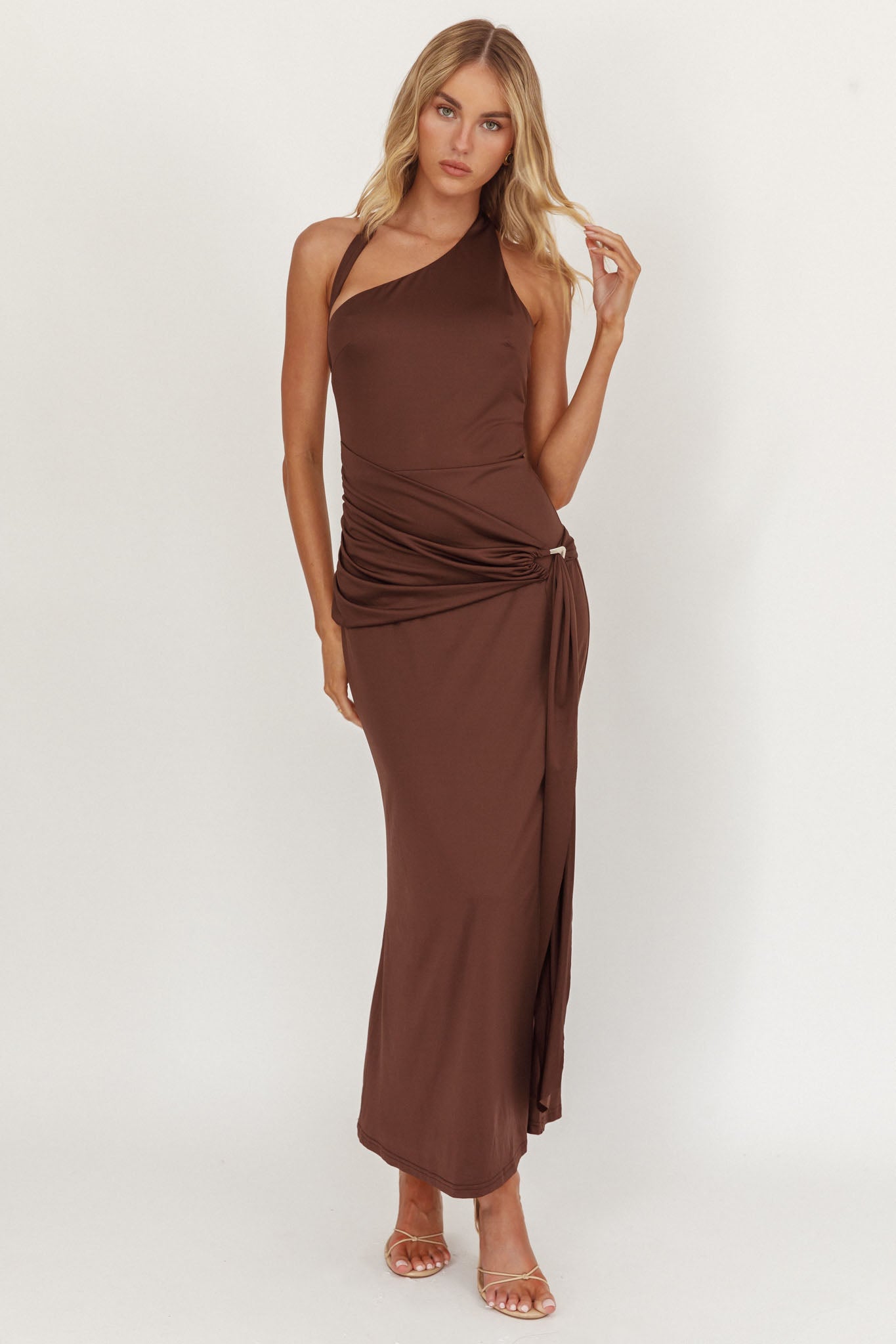 Kimbra Waist Sash Midi Dress Chocolate by Selfie Leslie