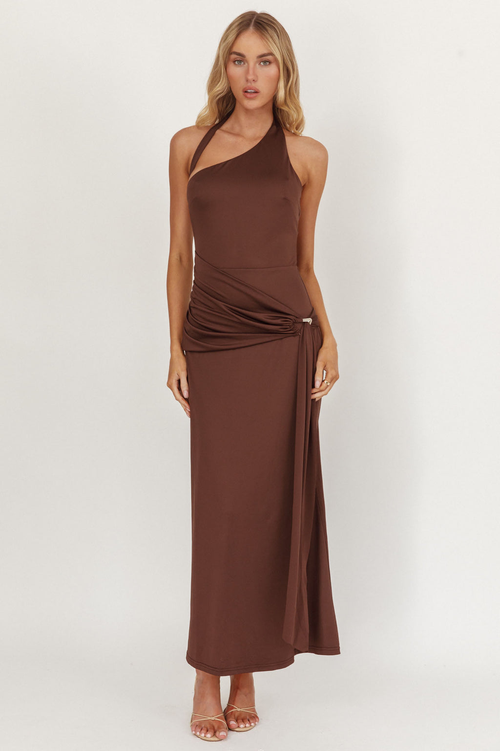 Kimbra Waist Sash Midi Dress Chocolate by Selfie Leslie