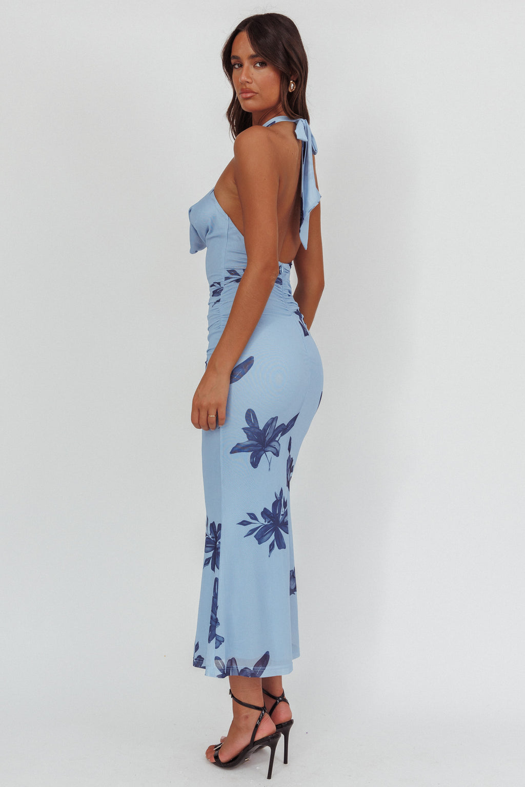 One Night Cowl Halterneck Maxi Dress Lily Blue by Selfie Leslie