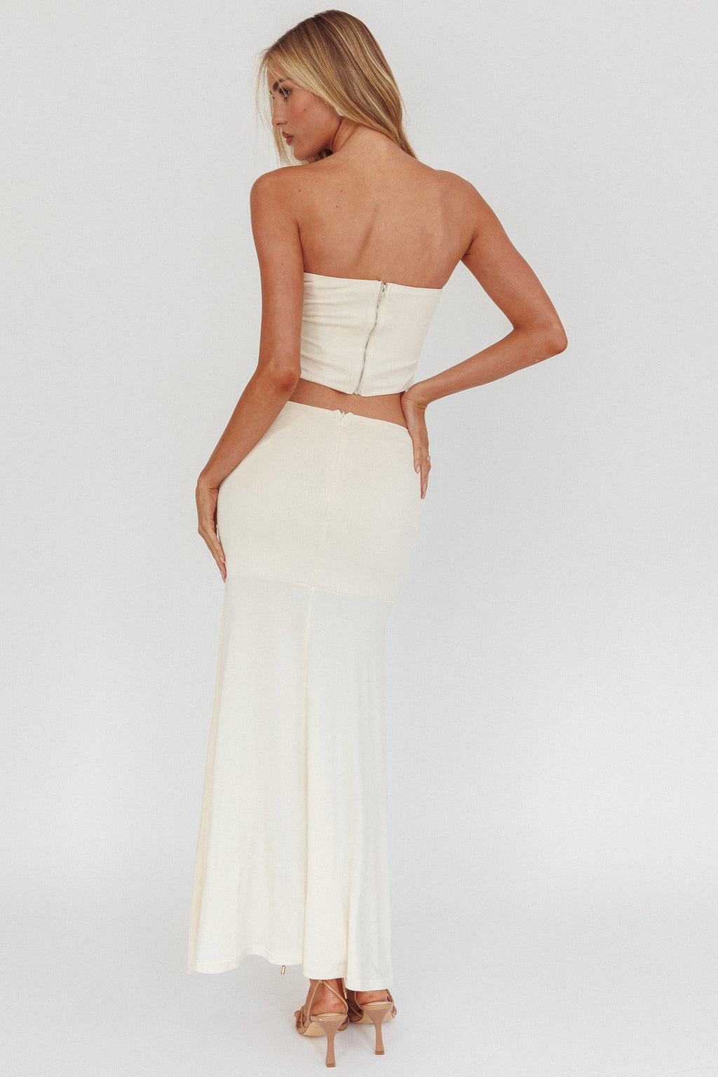 Night Market Hip Tie Maxi Skirt Butter by Selfie Leslie