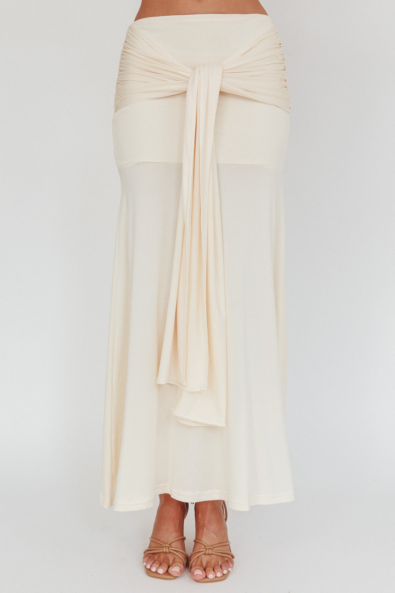 Night Market Hip Tie Maxi Skirt Butter by Selfie Leslie