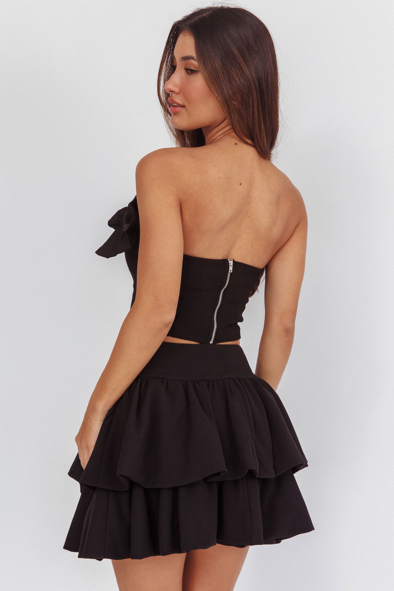 Deisi Concertina Layered Ruffle Mini Skirt Black - M Deisi Concertina Layered Ruffle Mini Skirt Black - M