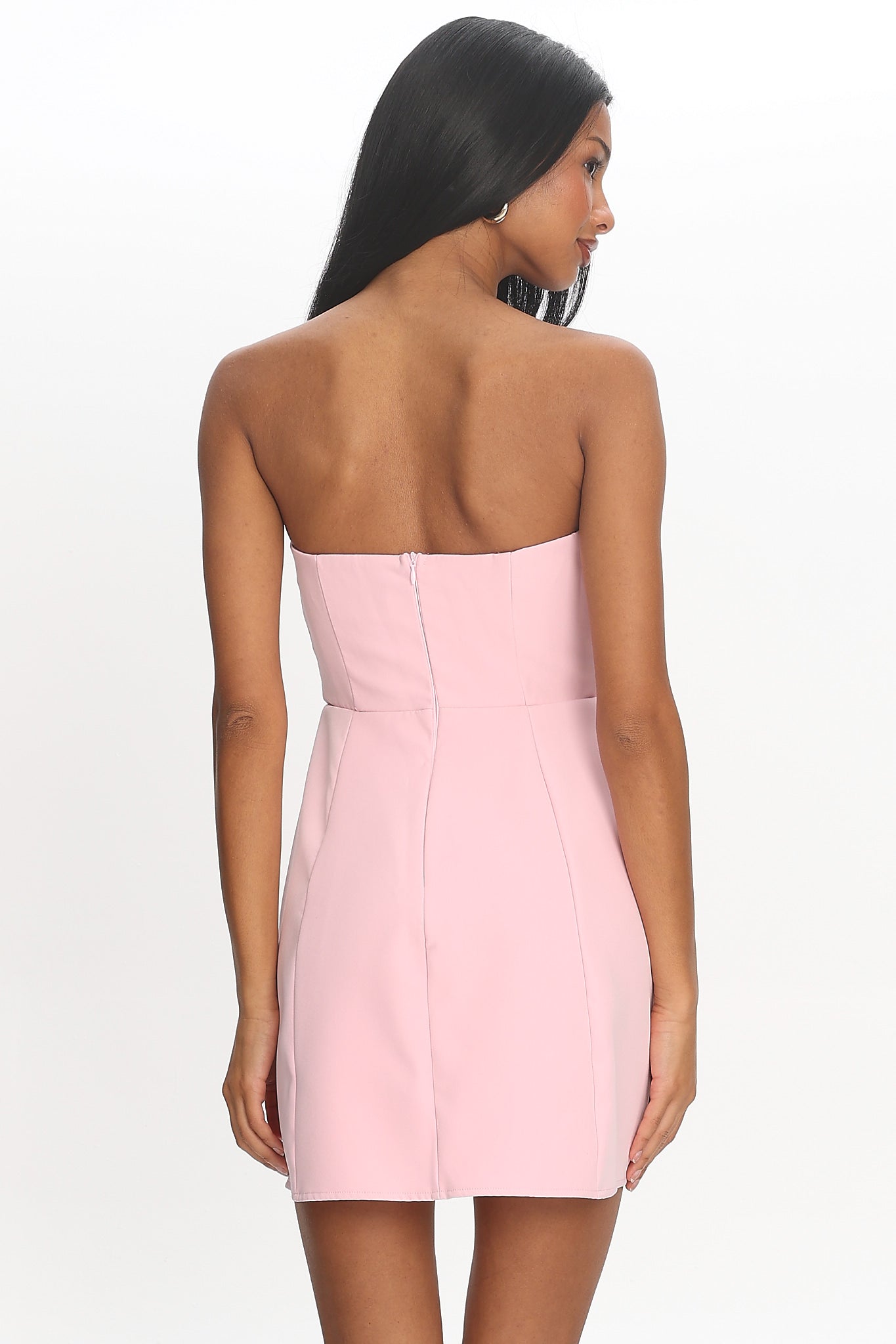 bow ruched strapless dress in pink Chic Strapless A-Line Homecoming Dress With Bows Movousdress