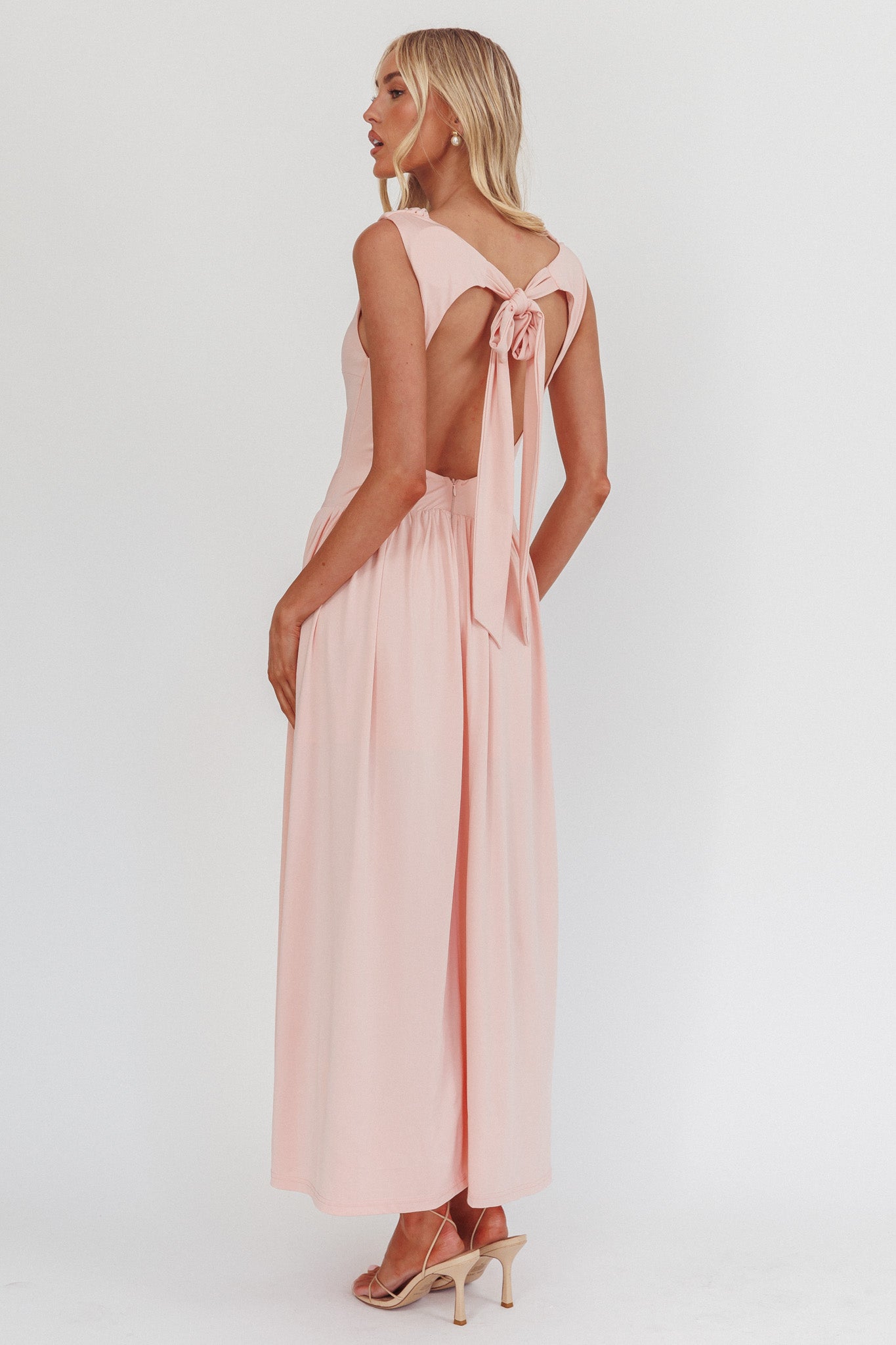 Dorothea High Cowl Open Back Maxi Dress Dusty Pink - M Dorothea High Cowl Open Back Maxi Dress Dusty Pink - M