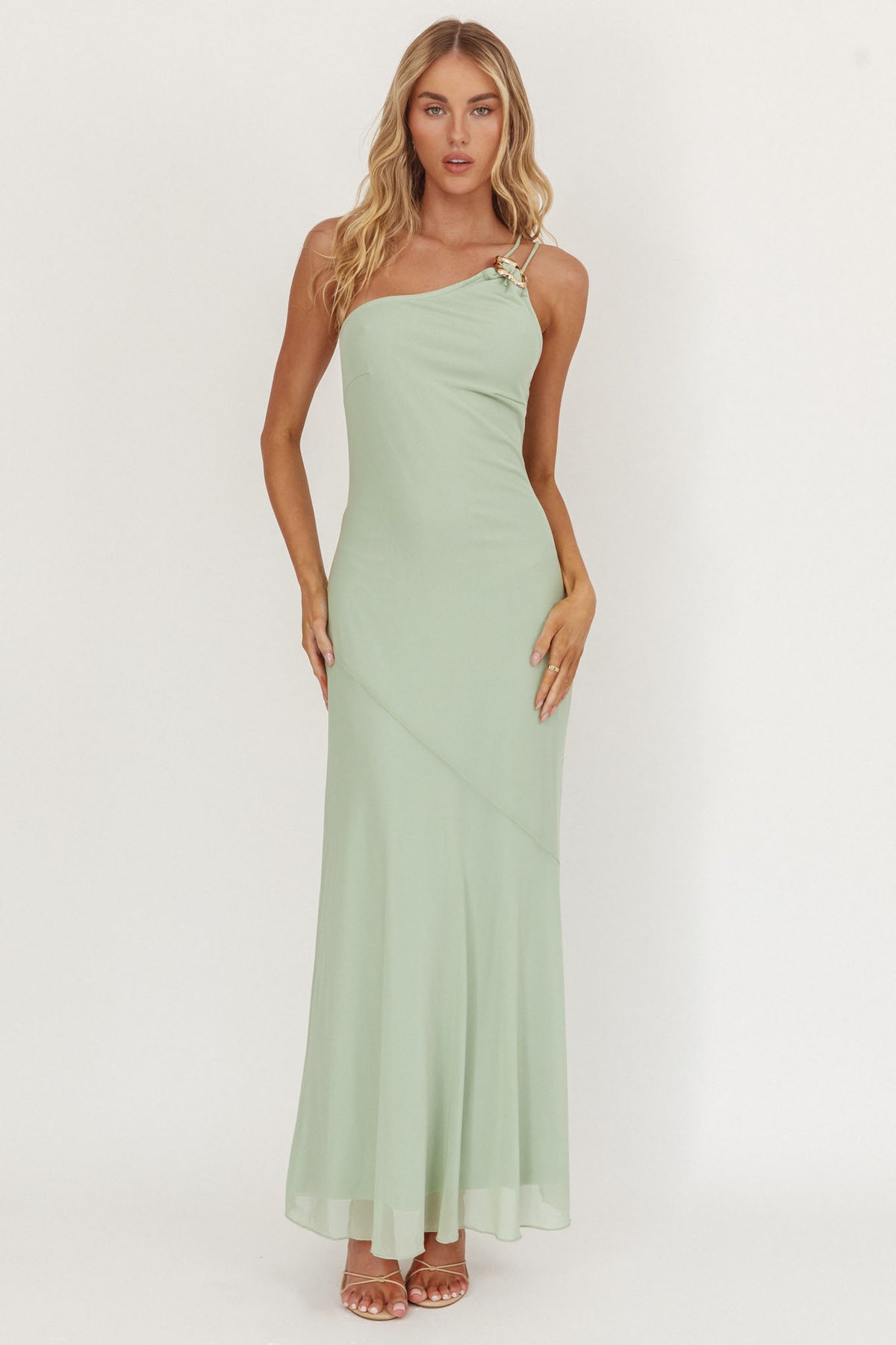 one shoulder mint dress We Belong Together One-Shoulder Buckle Maxi causal summer dress Cutout to top Arachnia Black and Green Appointment Type:Veils/Headpieces