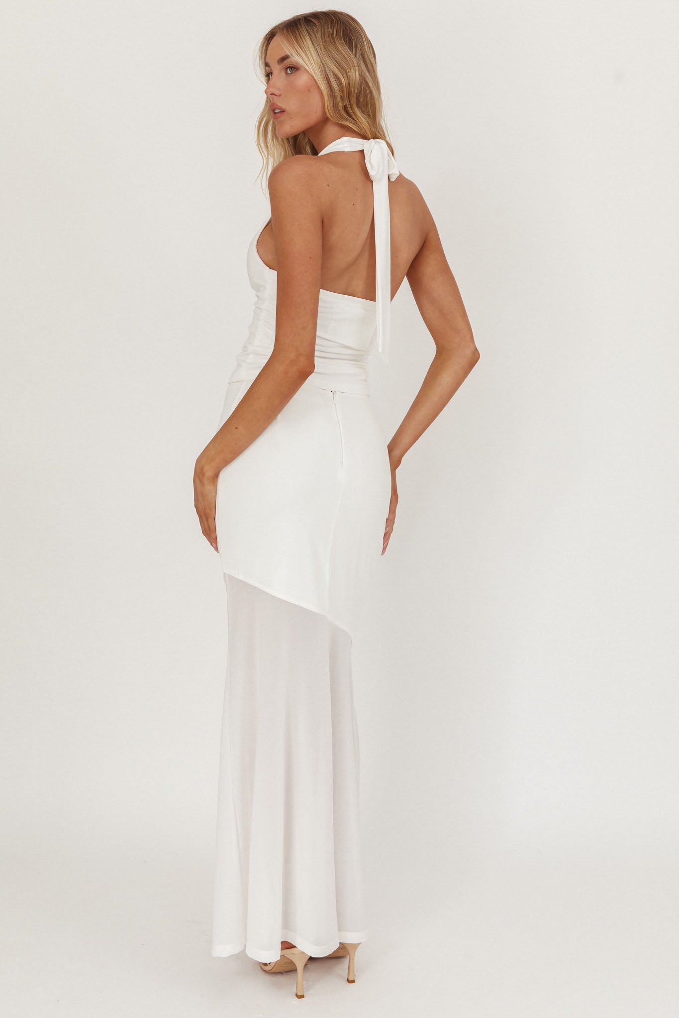 Somewhere New Half Sheer Maxi Skirt White by Selfie Leslie
