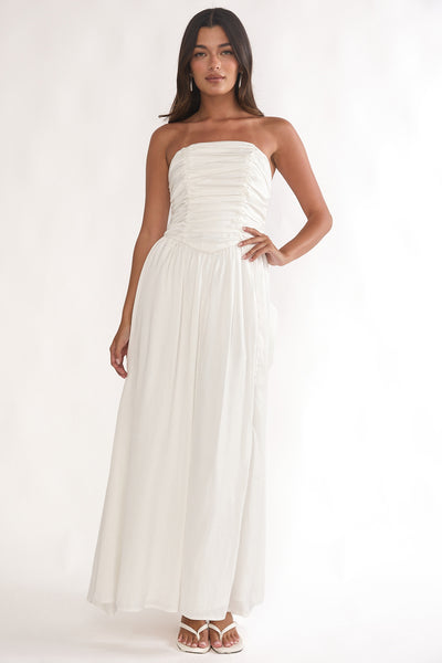 white strapless dress maxi Adalynne Bow Back Hidden back zipper/clasp White Lace Church Dress Pants size:33W / L / 50 EUR 1.12dresses