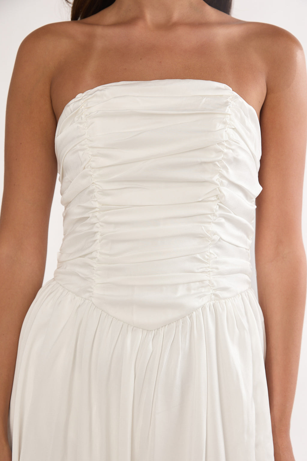 Adalynne Strapless Bow Back Maxi Dress White by Selfie Leslie