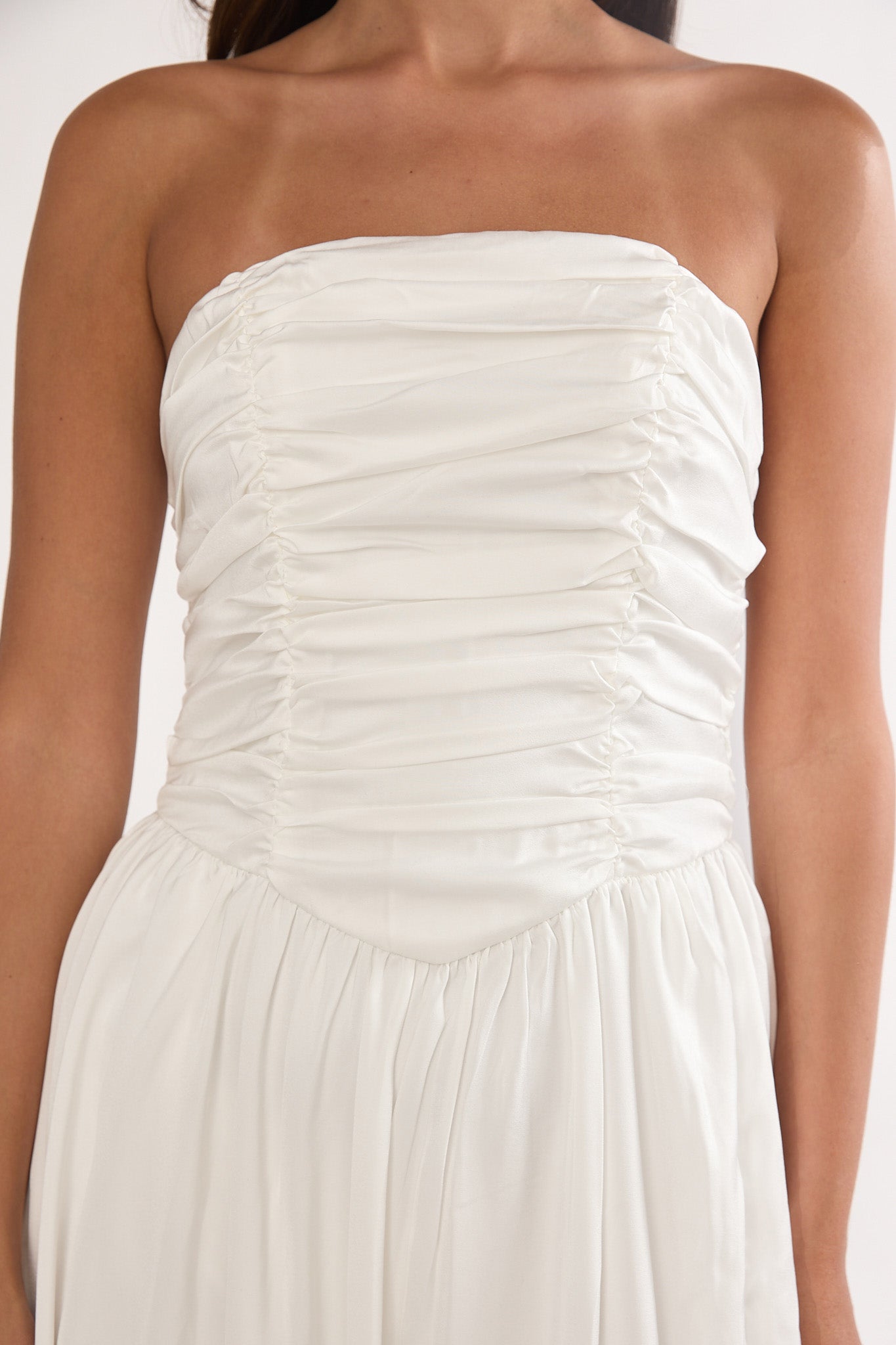 Adalynne Strapless Bow Back Maxi Dress White by Selfie Leslie