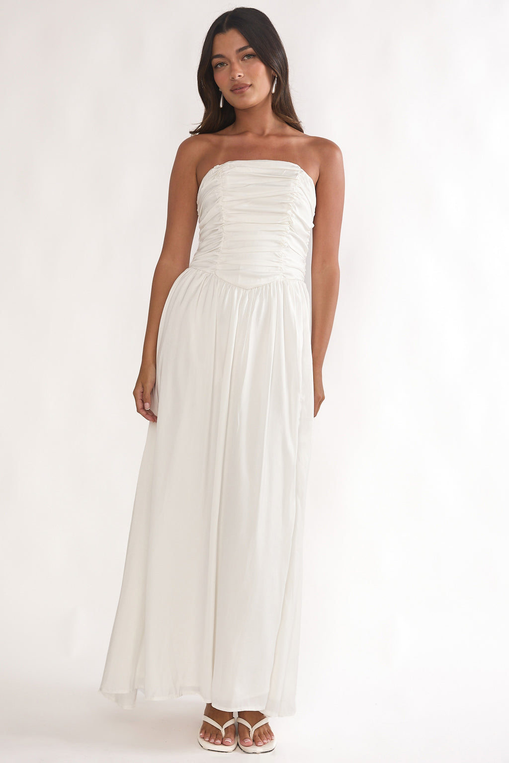 Adalynne Strapless Bow Back Maxi Dress White by Selfie Leslie