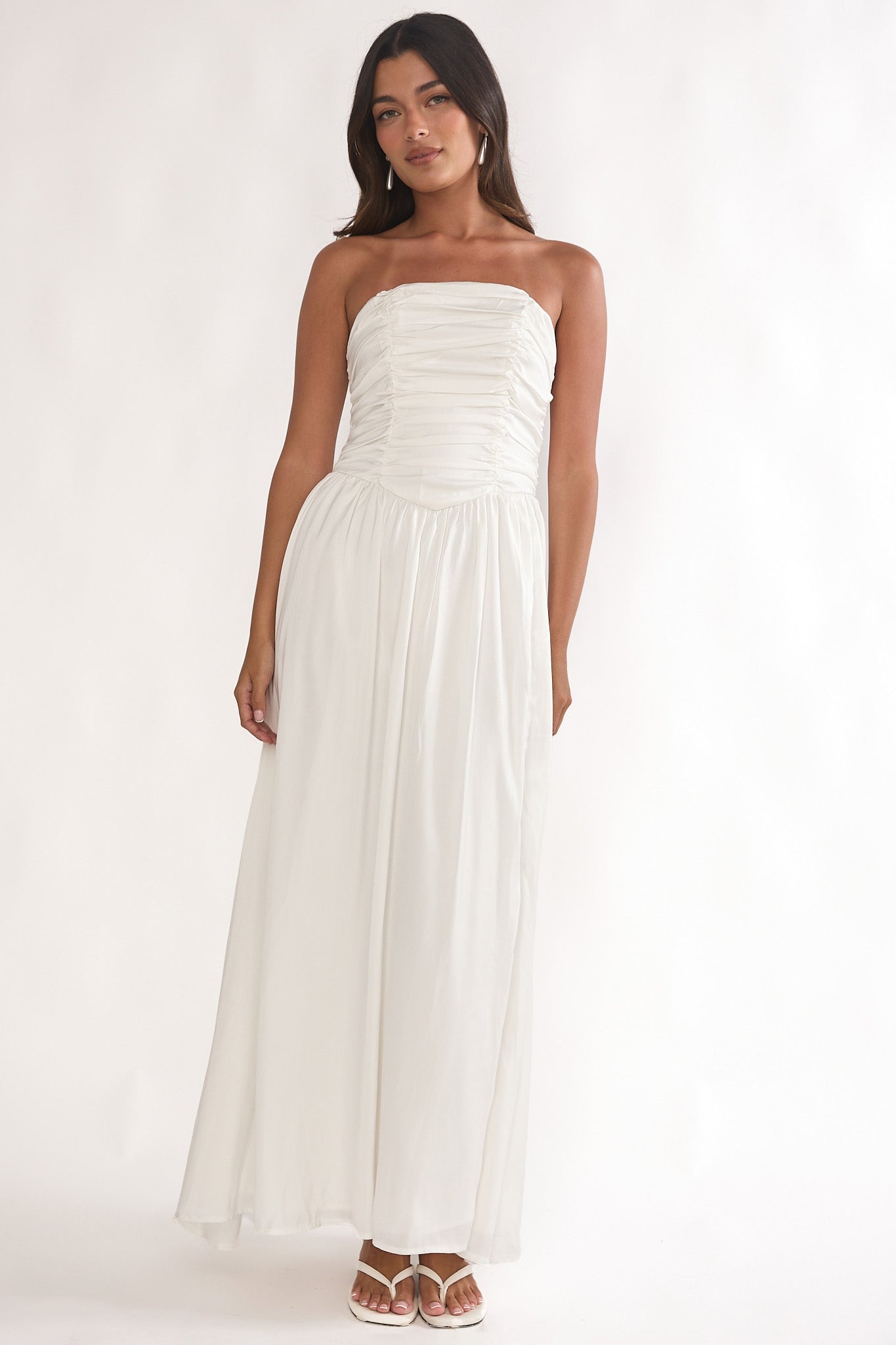 Adalynne Strapless Bow Back Maxi Dress White by Selfie Leslie