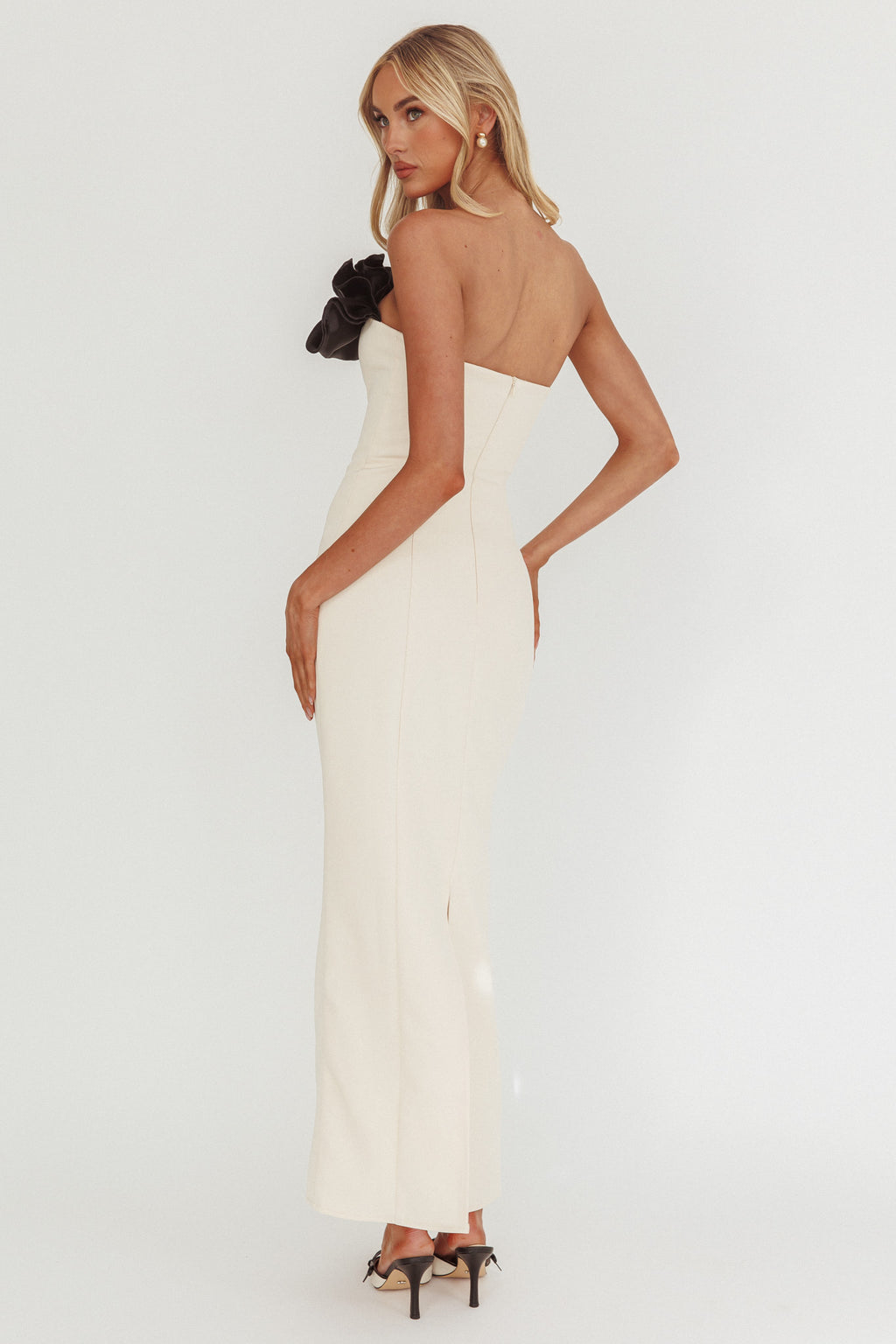 Lonnie Neckline Decoration Maxi Dress Cream by Selfie Leslie