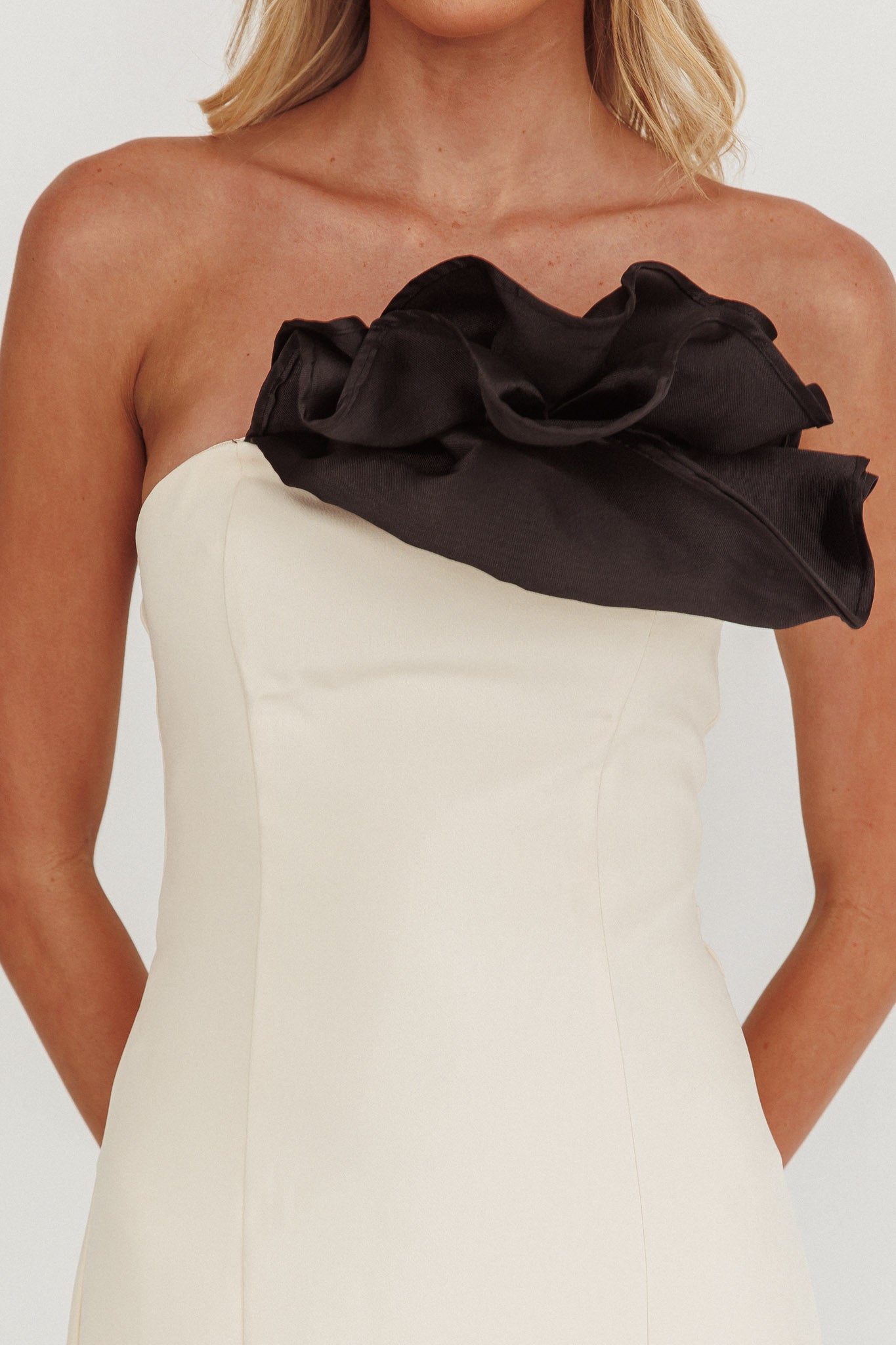 Lonnie Neckline Decoration Maxi Dress Cream by Selfie Leslie