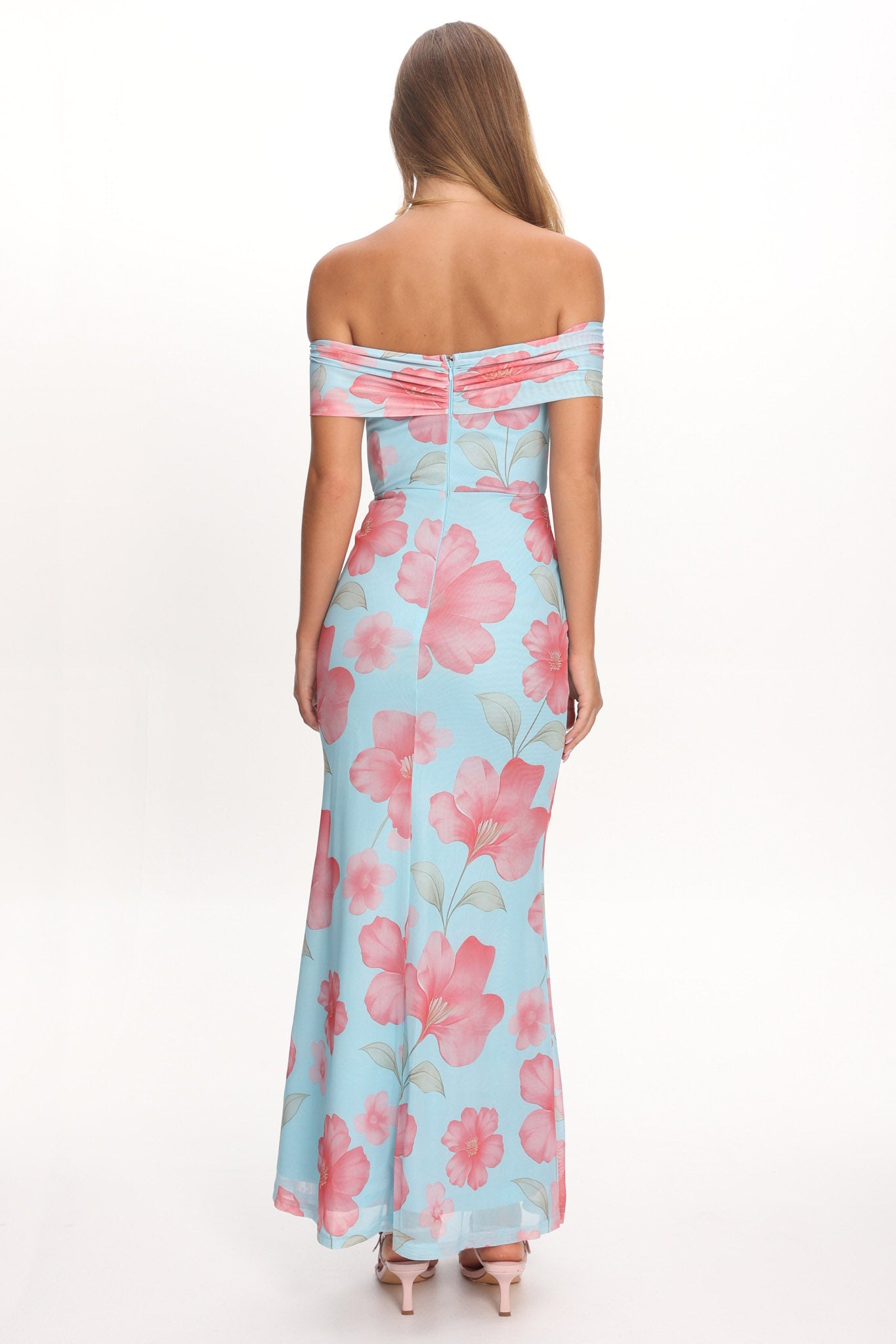 Tilda Off-Shoulder Maxi Dress Floral Blue by Selfie Leslie