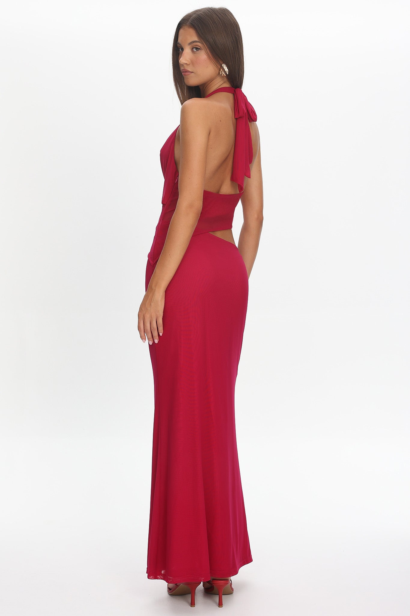 Playing Games Cut-Out Cowl Halter Dress Berry Selfie Leslie Playing Games Cut-Out Cowl Halter Dress Berry Selfie Leslie