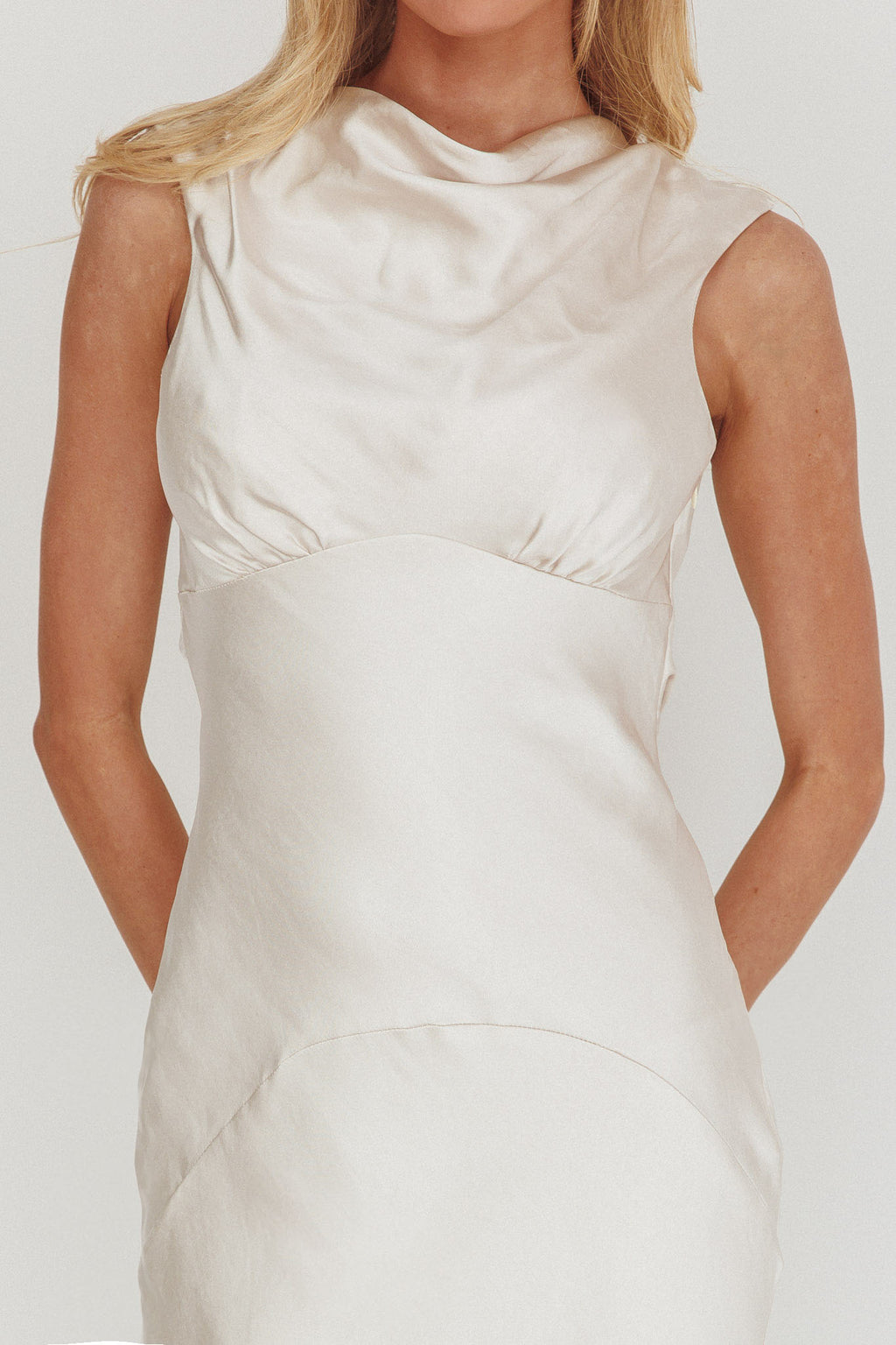 Cheers To You Cowl Back Maxi Dress Oyster by Selfie Leslie