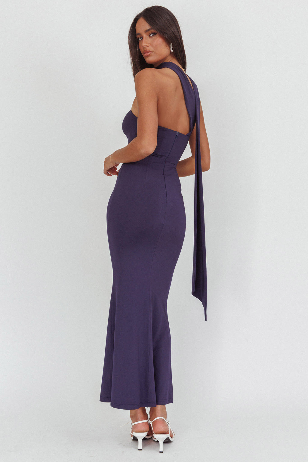 Raeva Strapless Scarf Maxi Dress Navy by Selfie Leslie