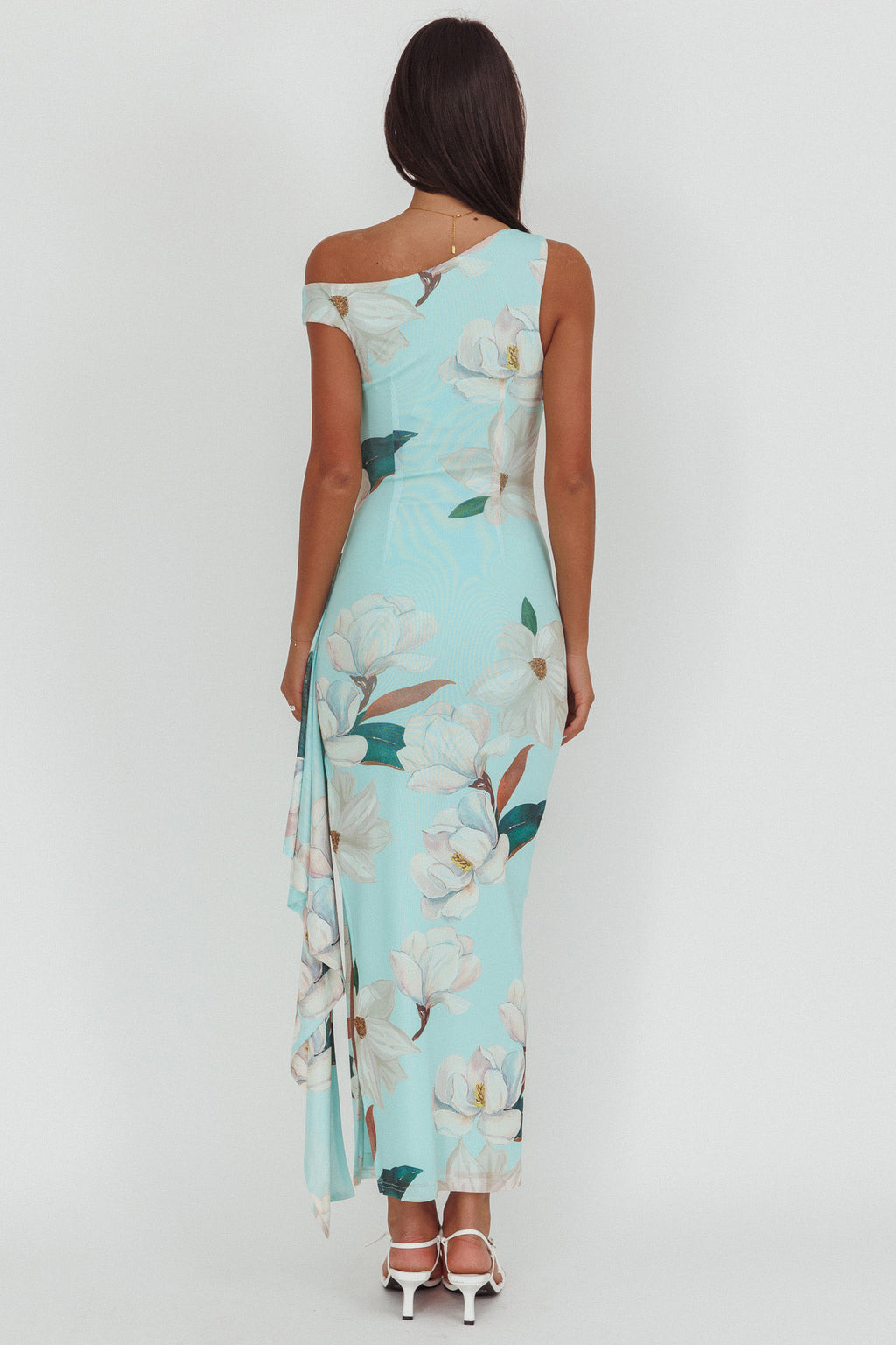 Raphaella Asymmetric Neckline Split Maxi Dress Magnolia Mint by Selfie Leslie