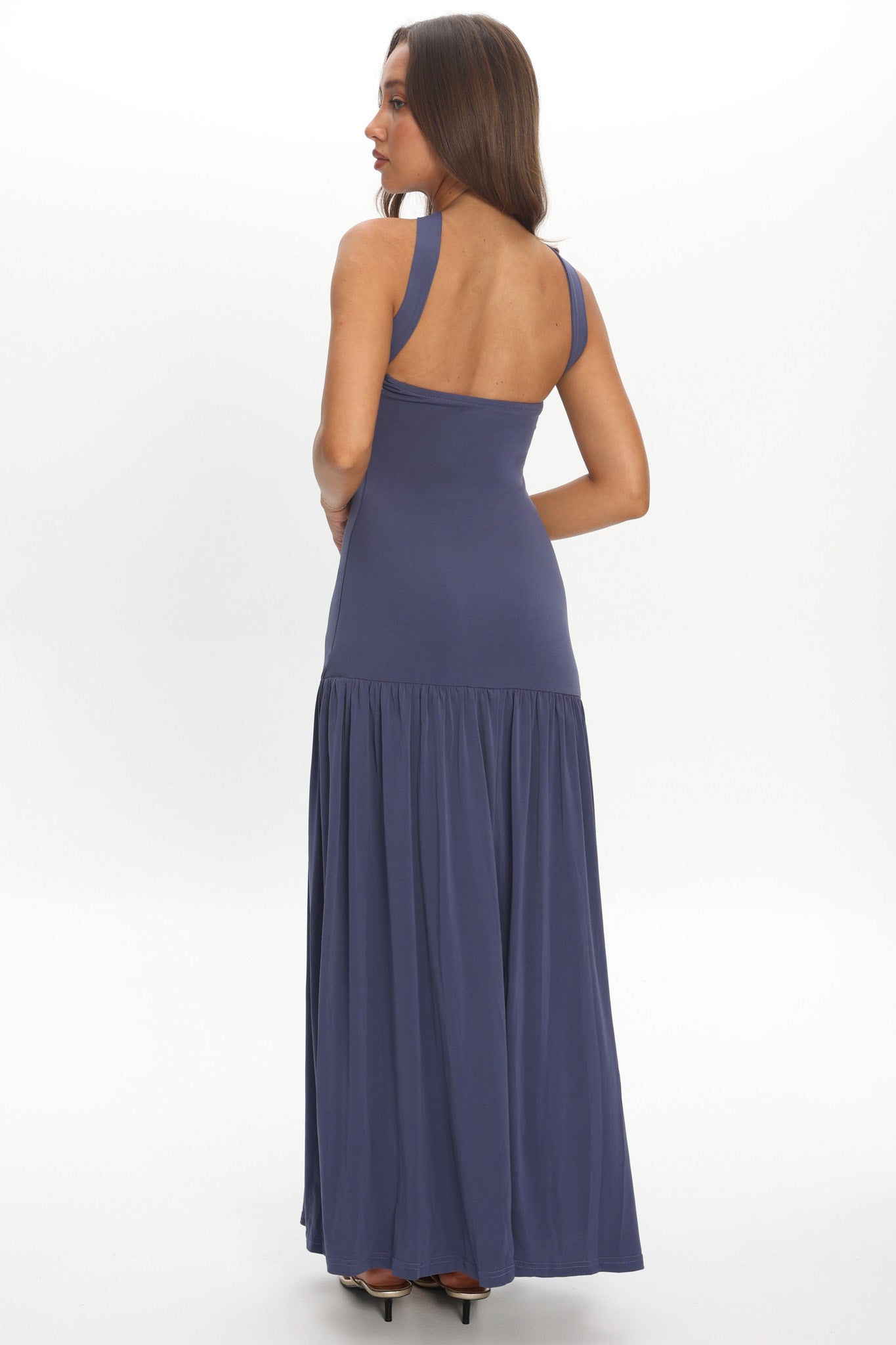 Ashana Drop Waist Halter Maxi Dress Taupe - XL Ashana Drop Waist Halter Maxi Dress Taupe - XL