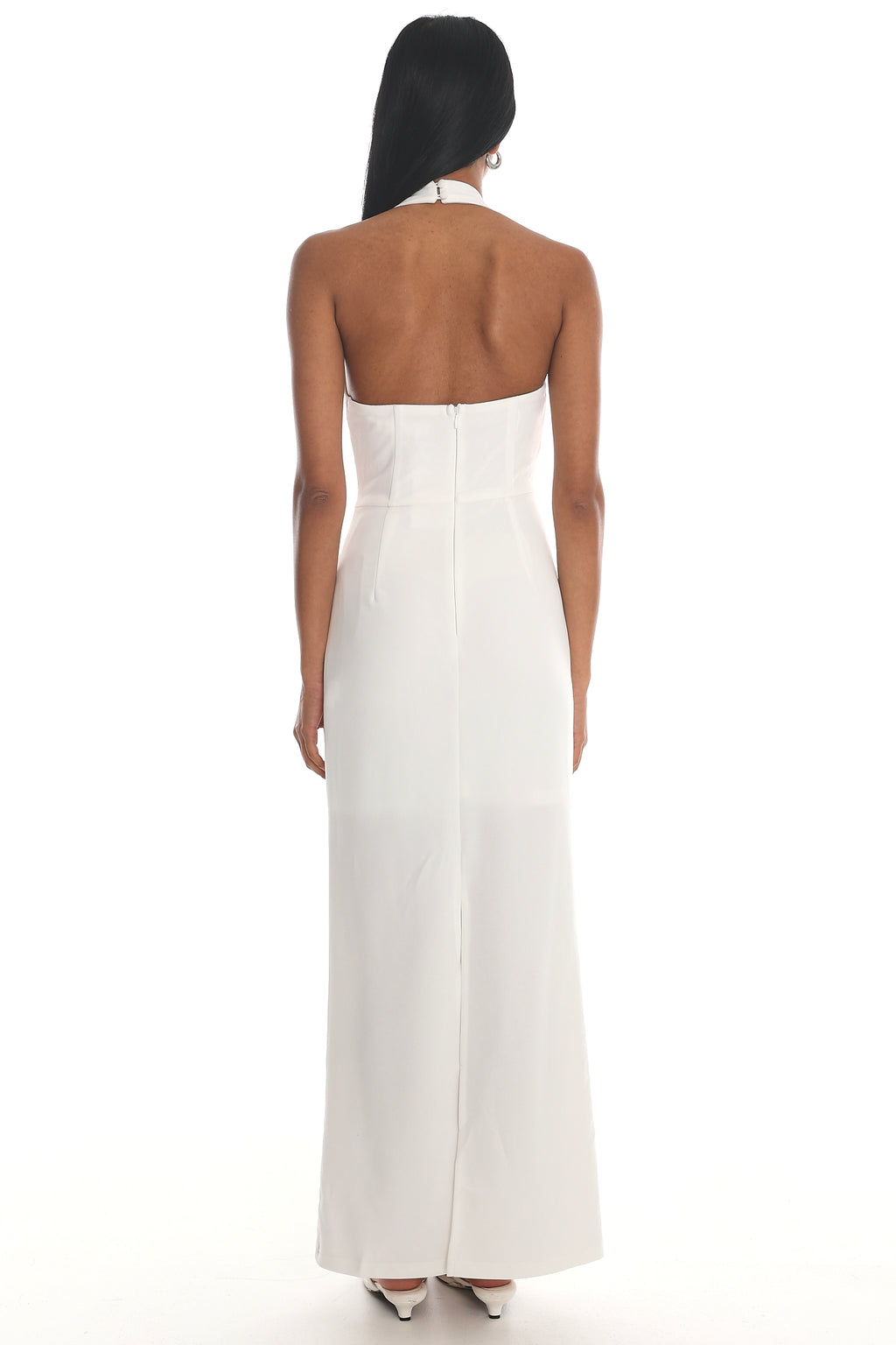 Evenings Asymmetric Halter Maxi Dress White by Selfie Leslie