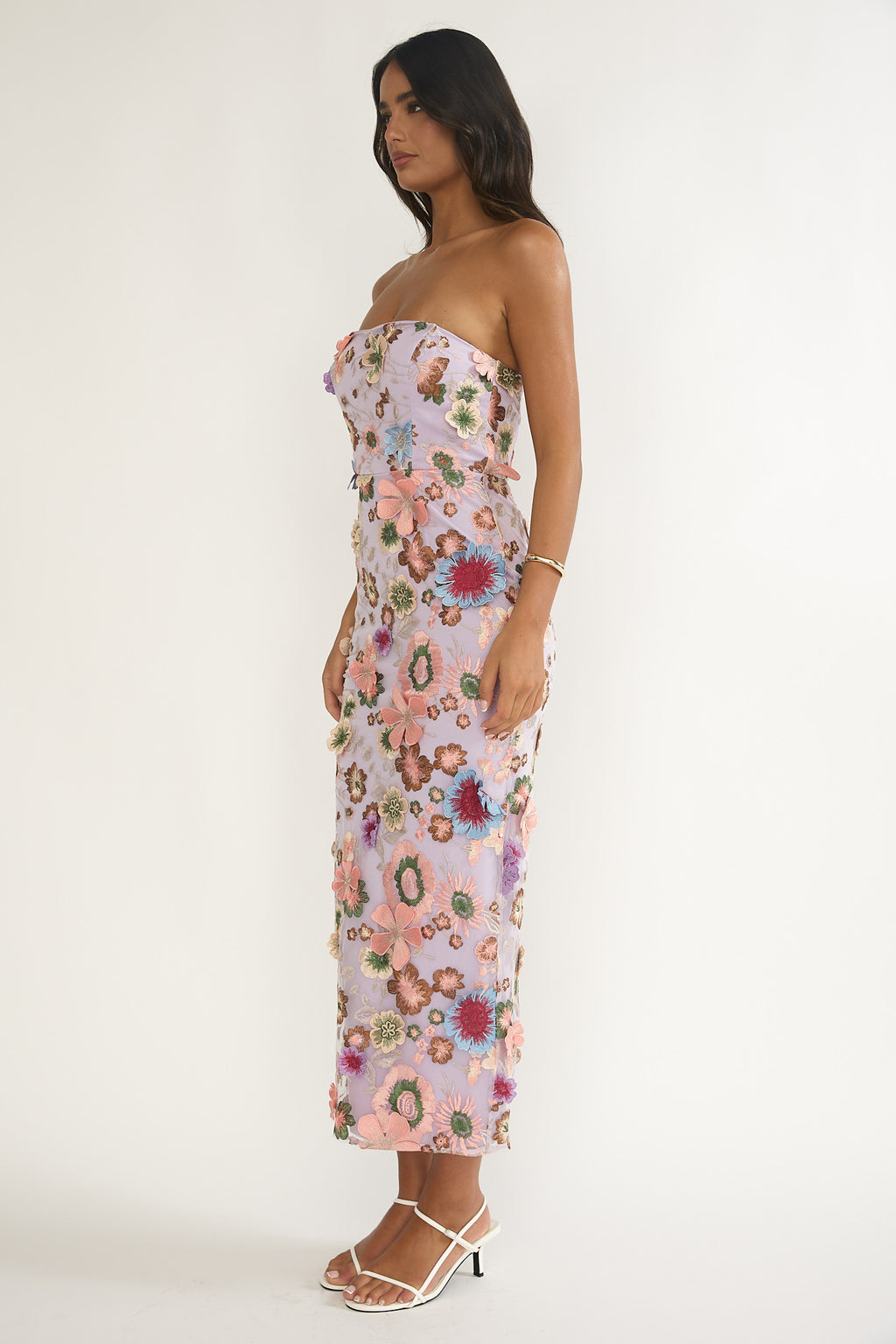 Posetta Strapless Floral Embellished Maxi Dress Purple by Selfie Leslie