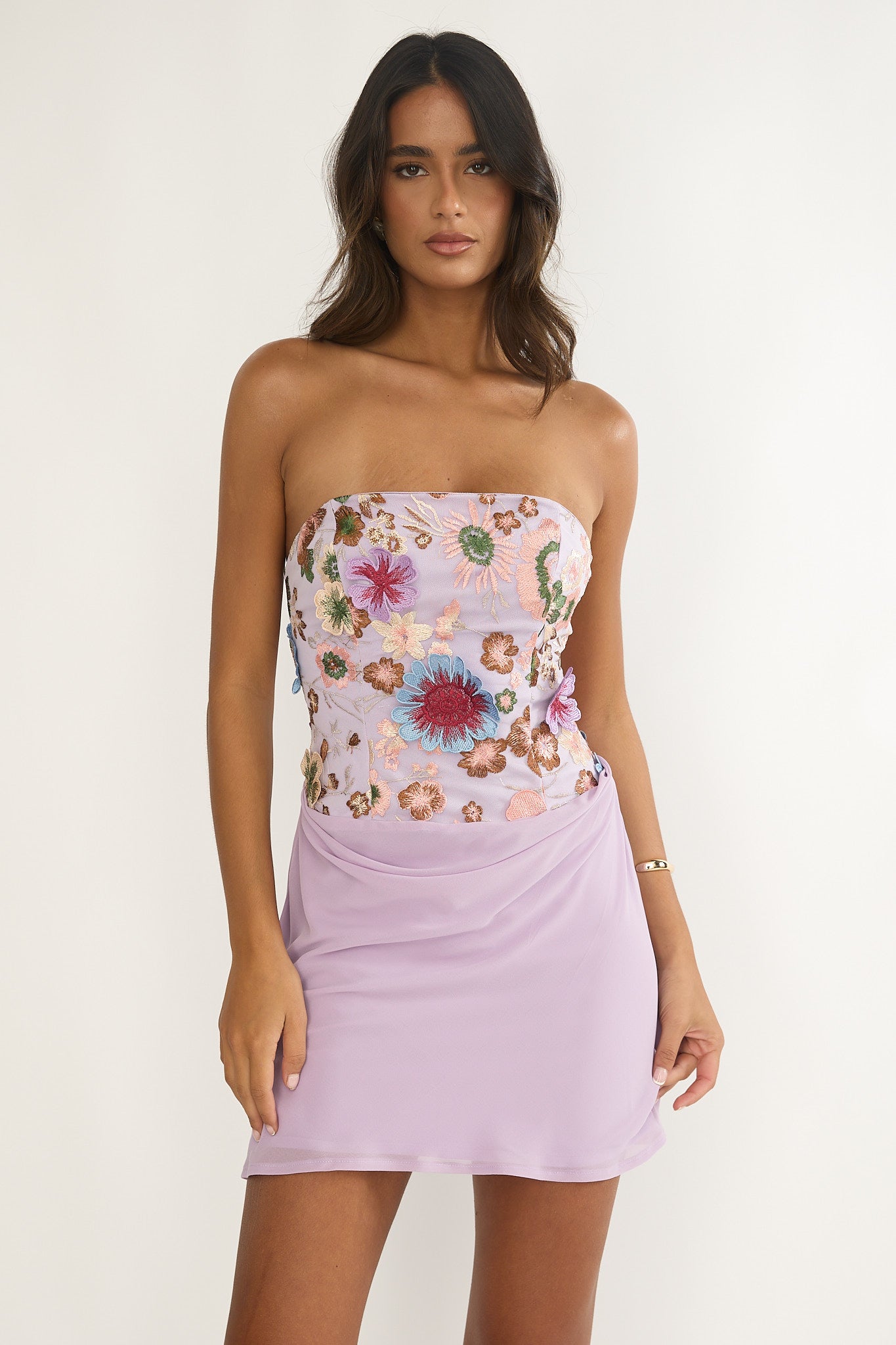 floral purple mini dress Harrie Purple Lace Mini Dress - US 16