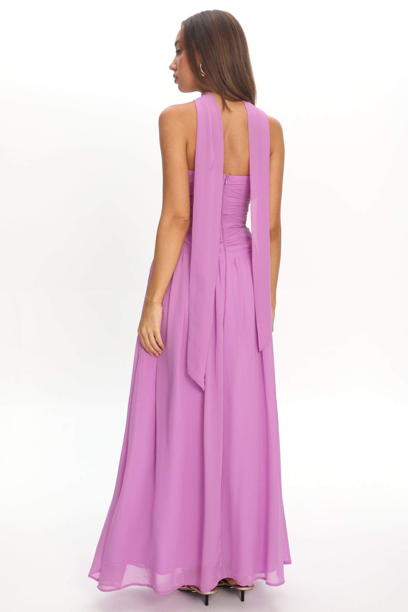 Novarra Twist Bust Strapless Maxi Dress Lilac
