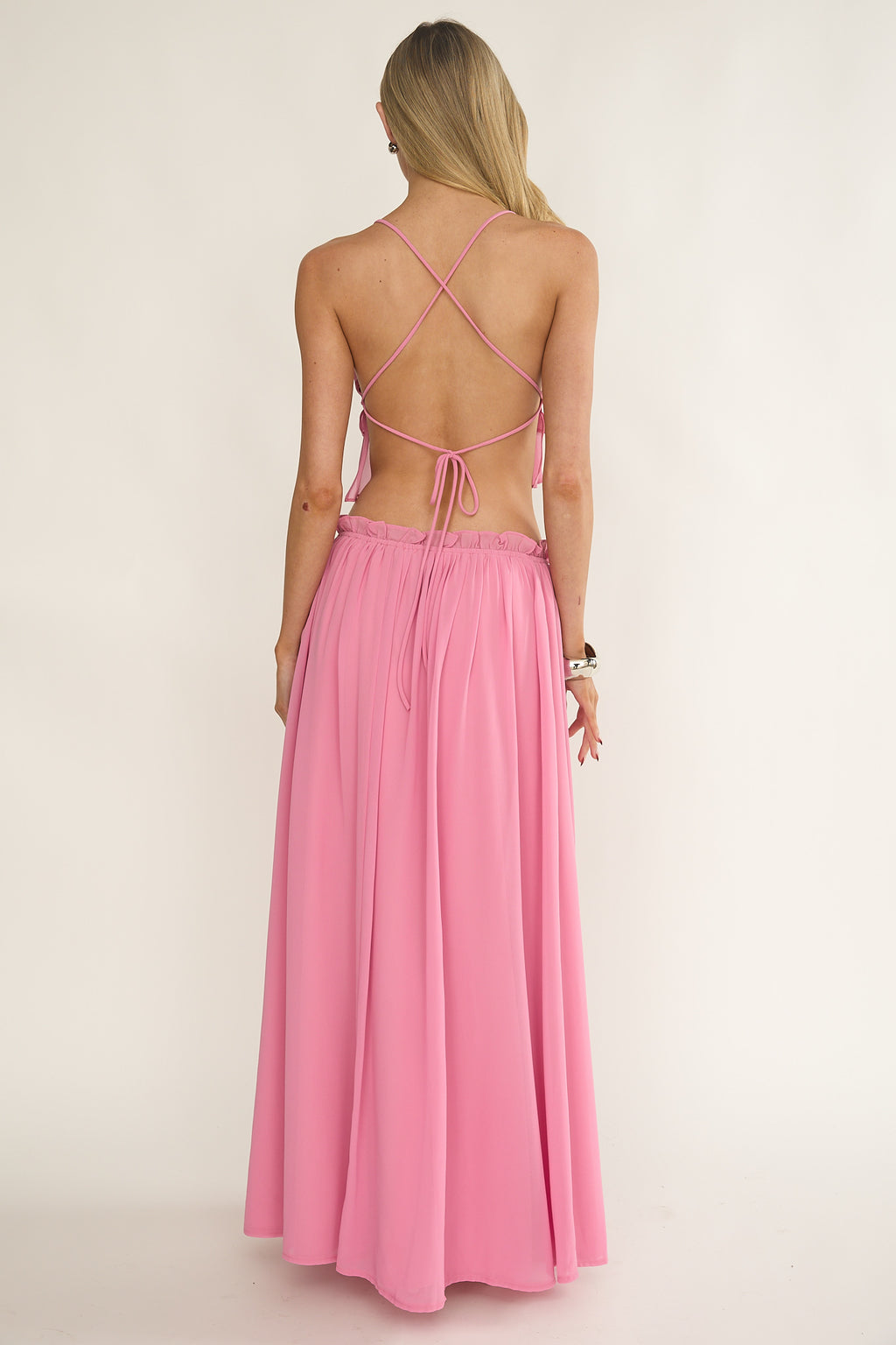 Marivelle Frill Trim Maxi Skirt Pink by Selfie Leslie