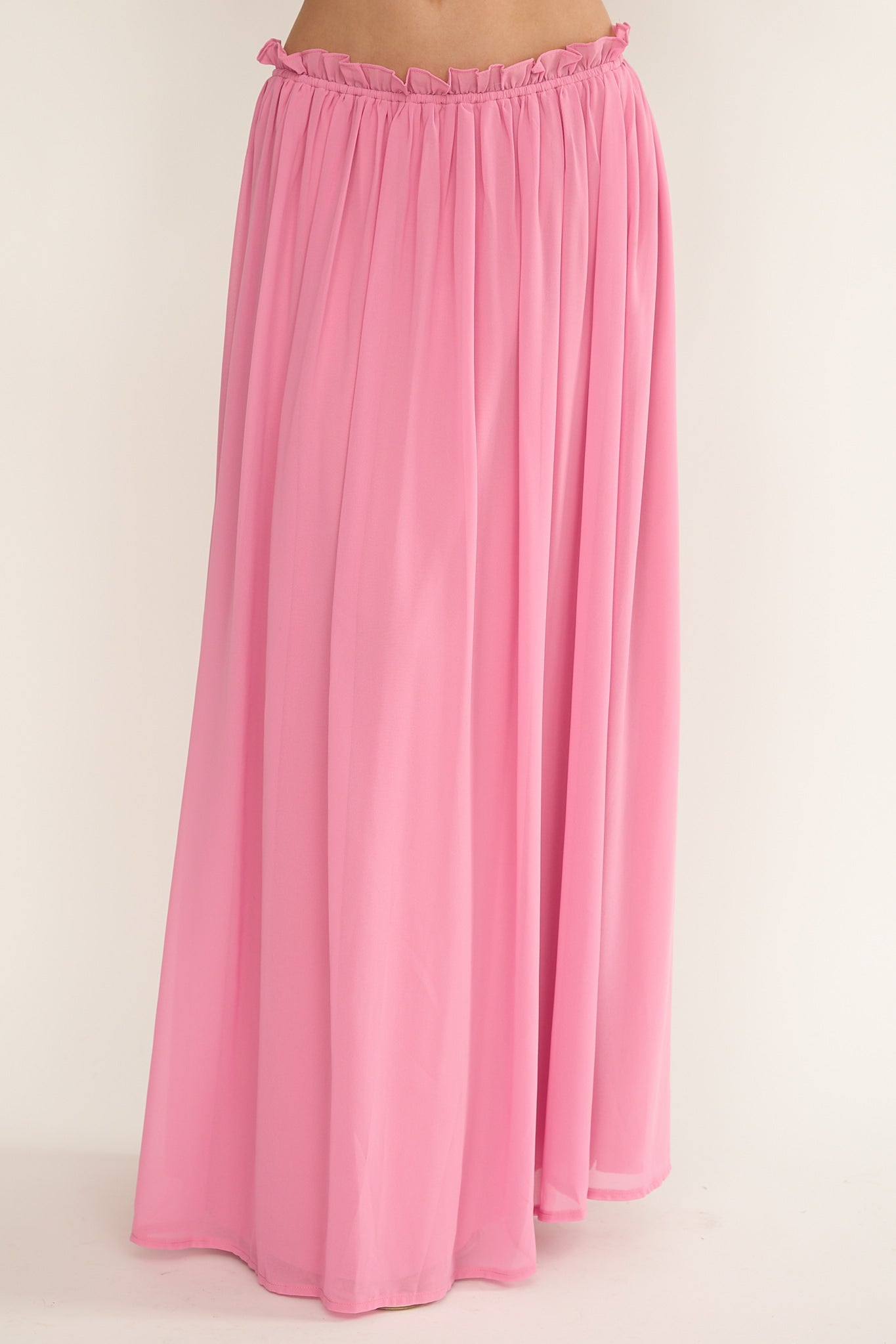 Marivelle Frill Trim Maxi Skirt Pink by Selfie Leslie