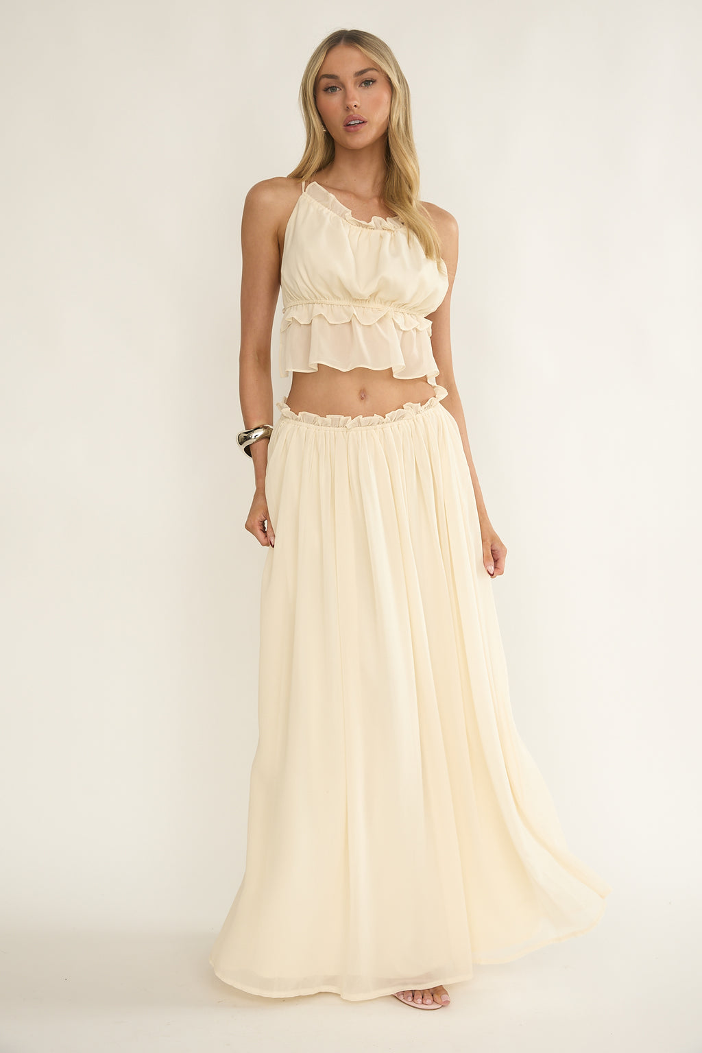 Marivelle String Tie Open Back Top Oyster by Selfie Leslie