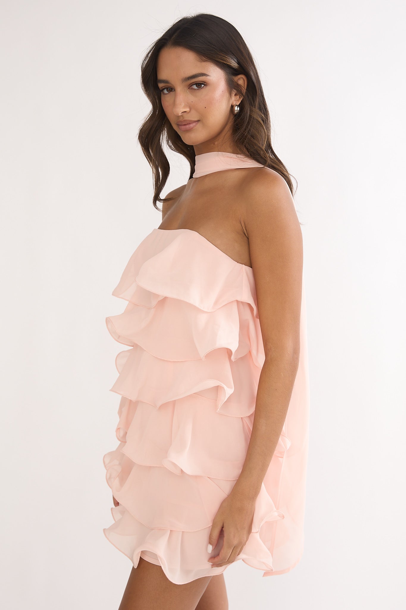 Love Note Strapless Layered Mini Dress Pink by Selfie Leslie