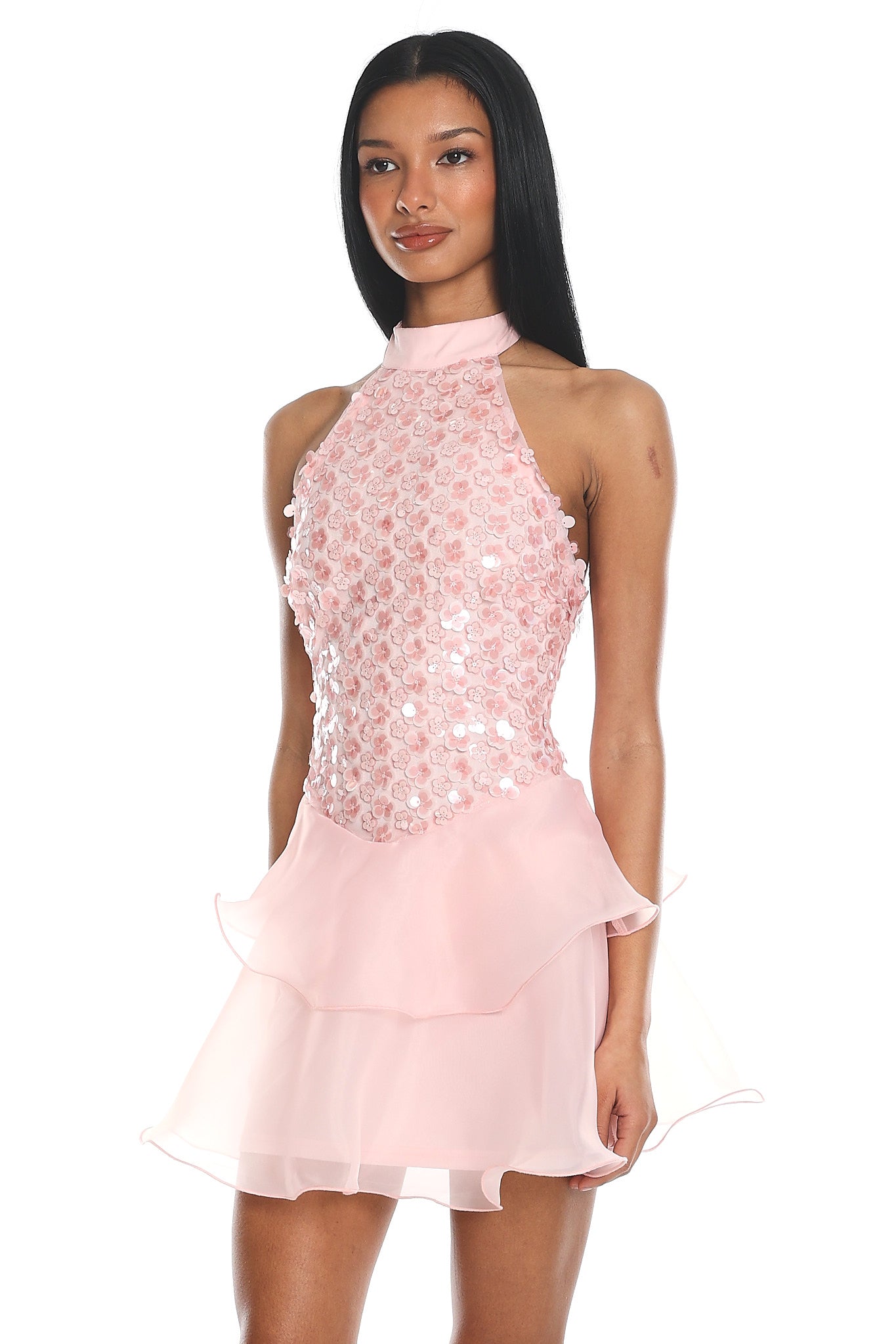 Brietta Embellished Bodice Mini Dress Blush | Selfie Leslie