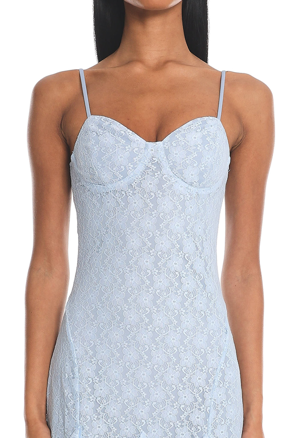 Onique Lace-Up Back Split Maxi Dress Lace Blue by Selfie Leslie