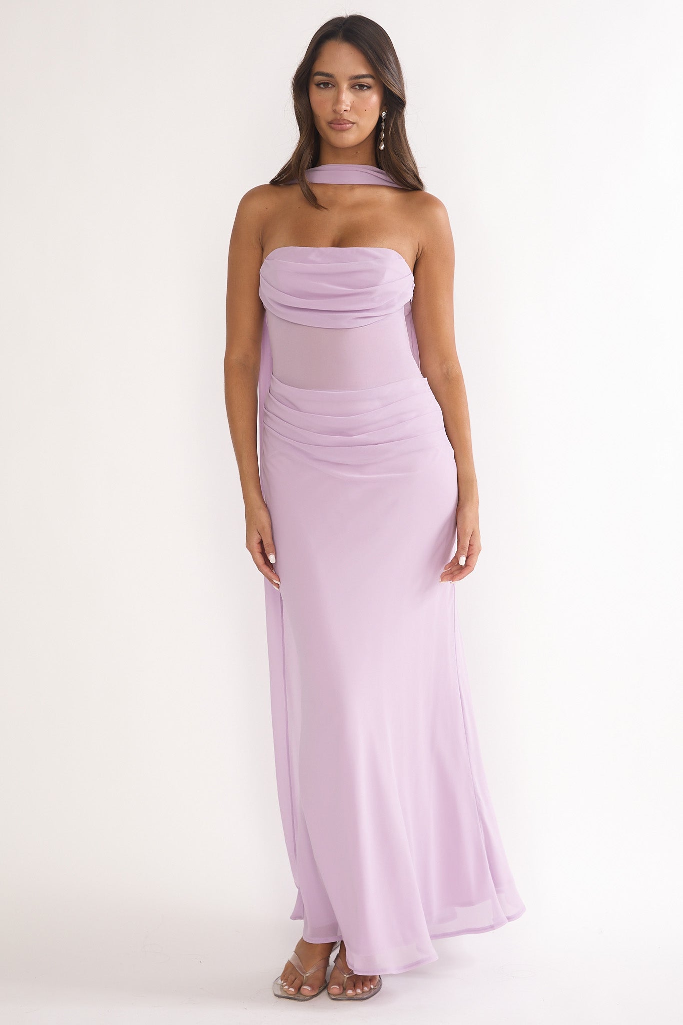 gray formal maxi dress Elegant Off-Shoulder Lilac Maxi Dress