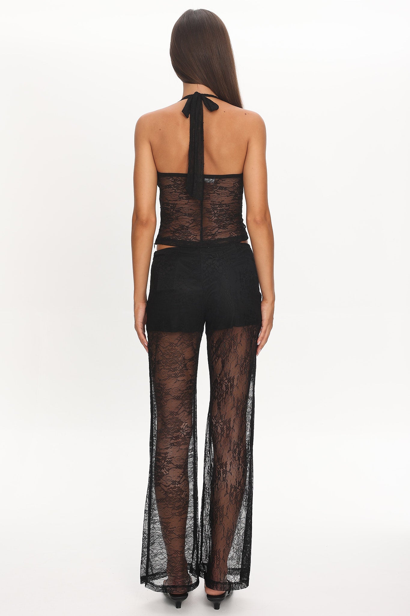 Sugarberry Lace Halter Top Black by Selfie Leslie