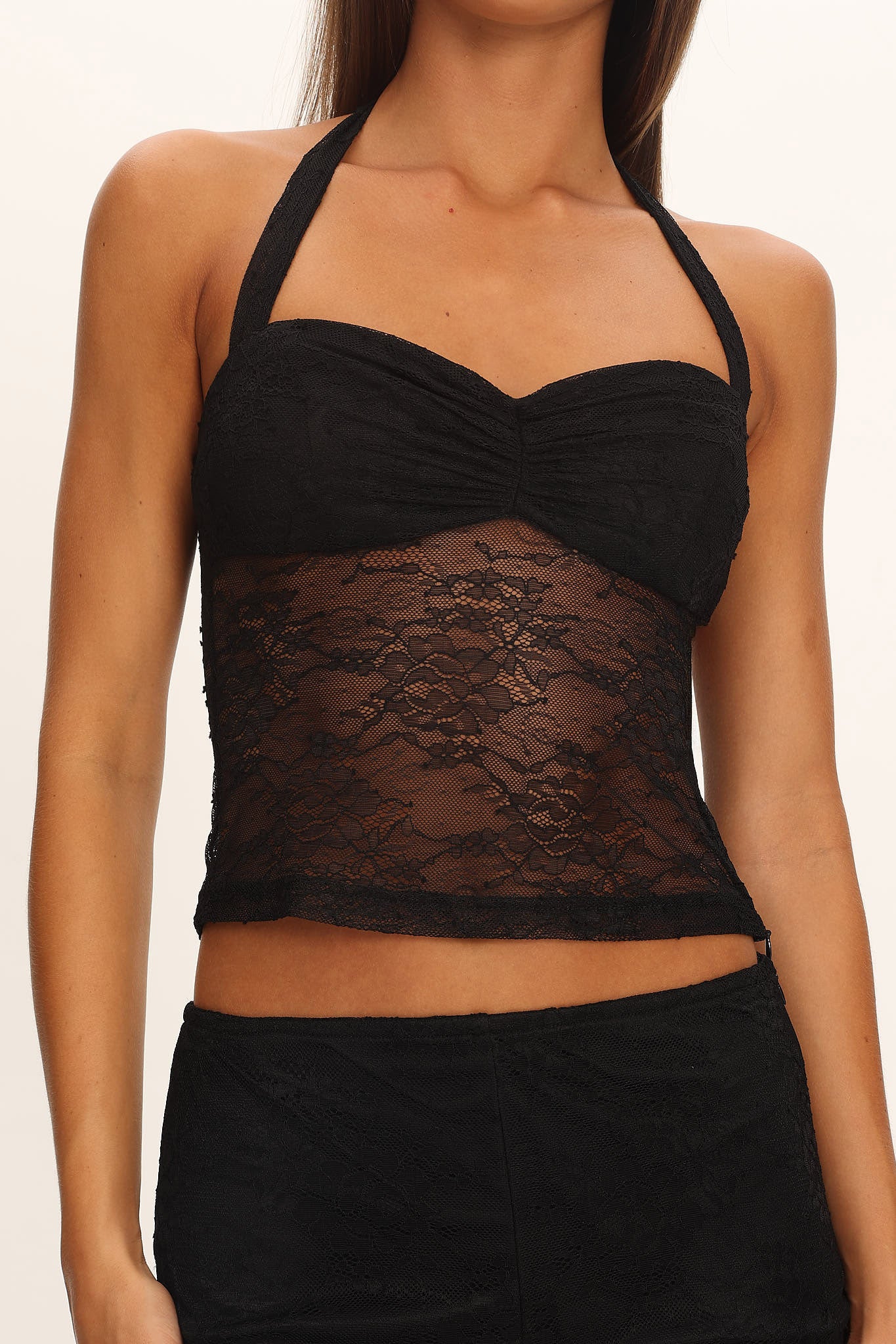 Sugarberry Lace Halter Top Black by Selfie Leslie