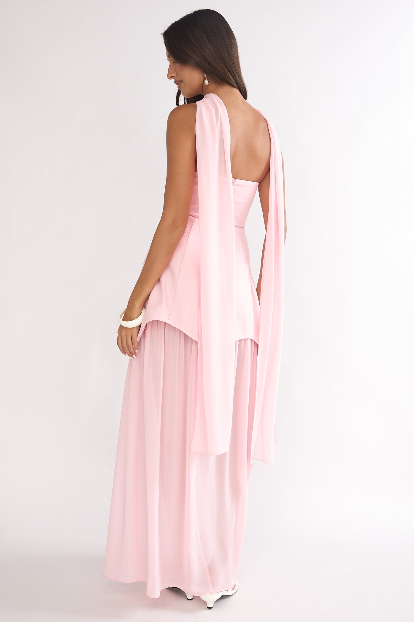 elegant plus size cocktail dresses Treasure Sheer Hem Maxi Dress Pink main image 0