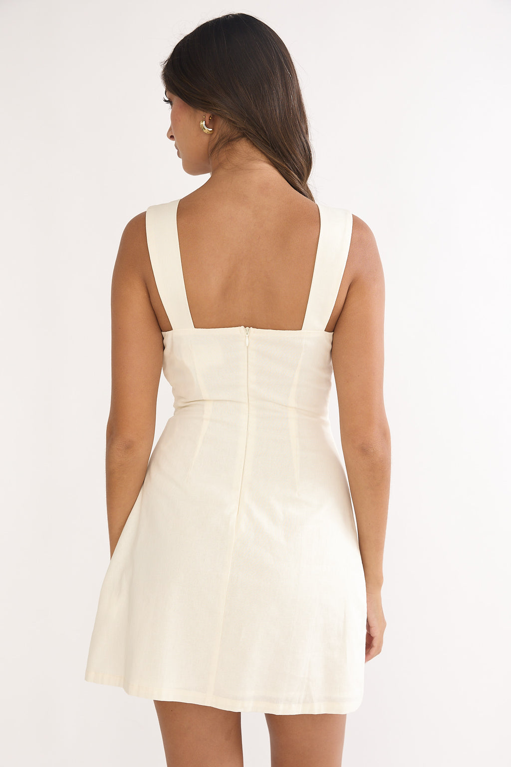 Your Knowing Cut-Out Bead Neckline Mini Dress Cream by Selfie Leslie