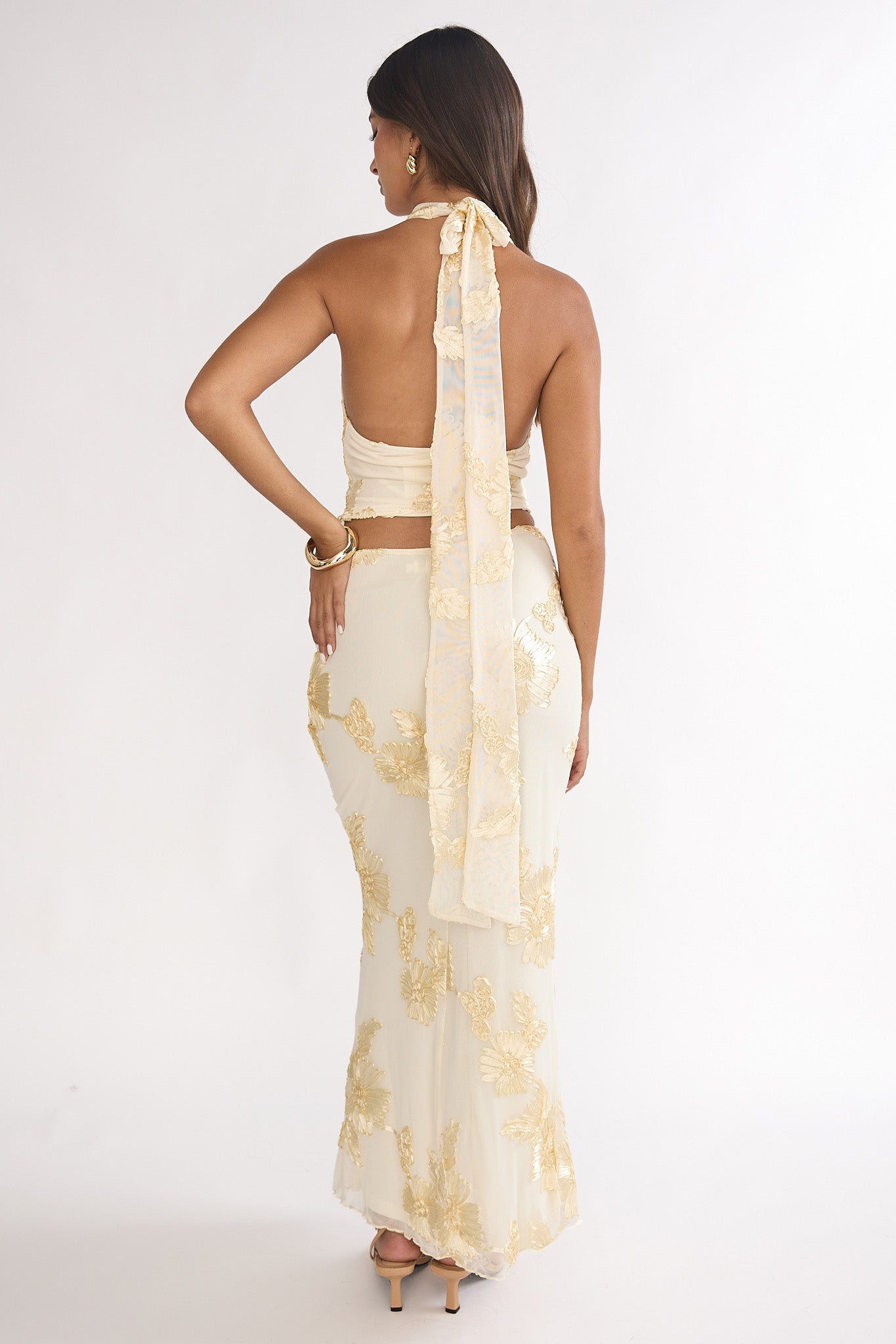Golden Hours Maxi Skirt Embellished Yellow by Selfie Leslie