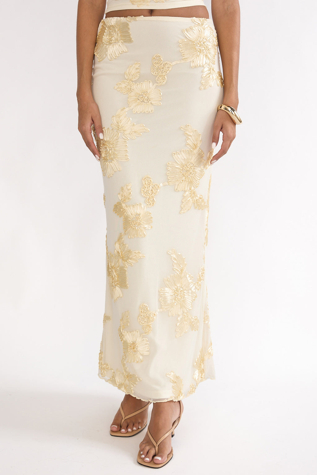 Golden Hours Maxi Skirt Embellished Yellow by Selfie Leslie