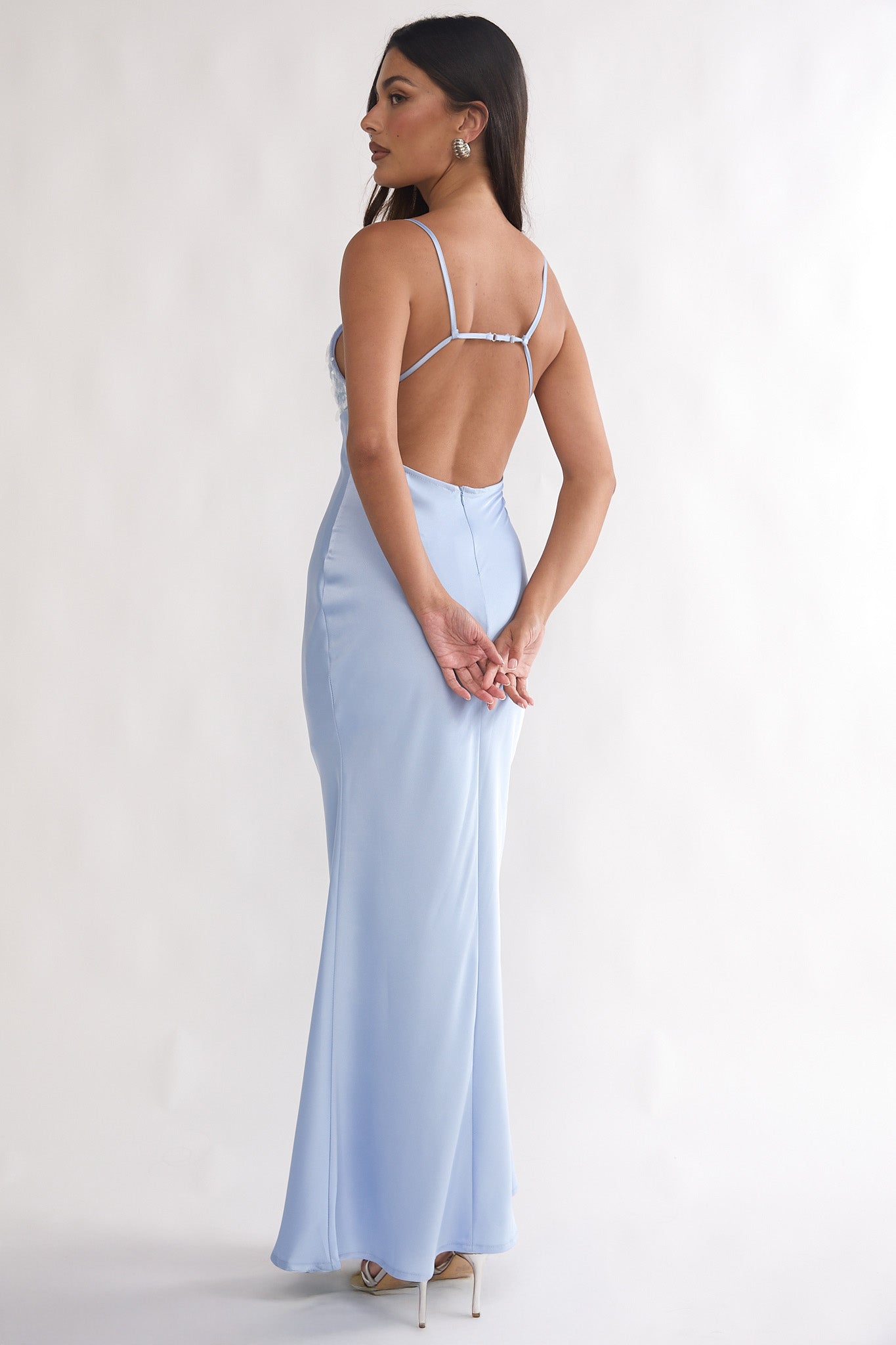 Brynn Sequin Bust Open Back Maxi Dress Blue by Selfie Leslie