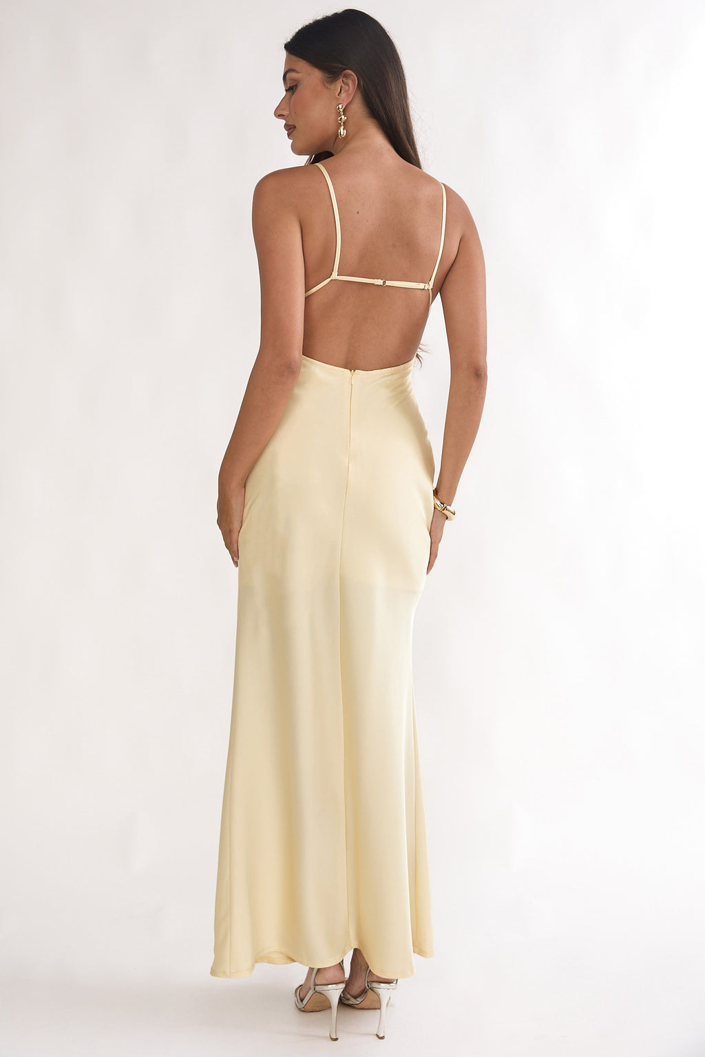 Brynn Sequin Bust Open Back Maxi Dress Butter by Selfie Leslie