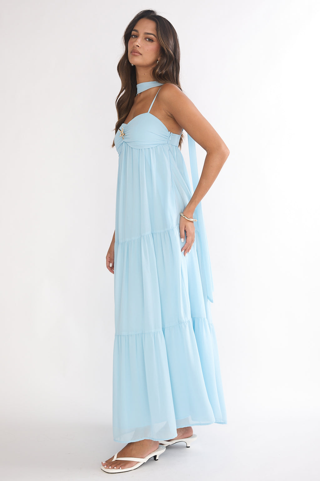 Meesha Cami Strap Scarf Maxi Dress Blue