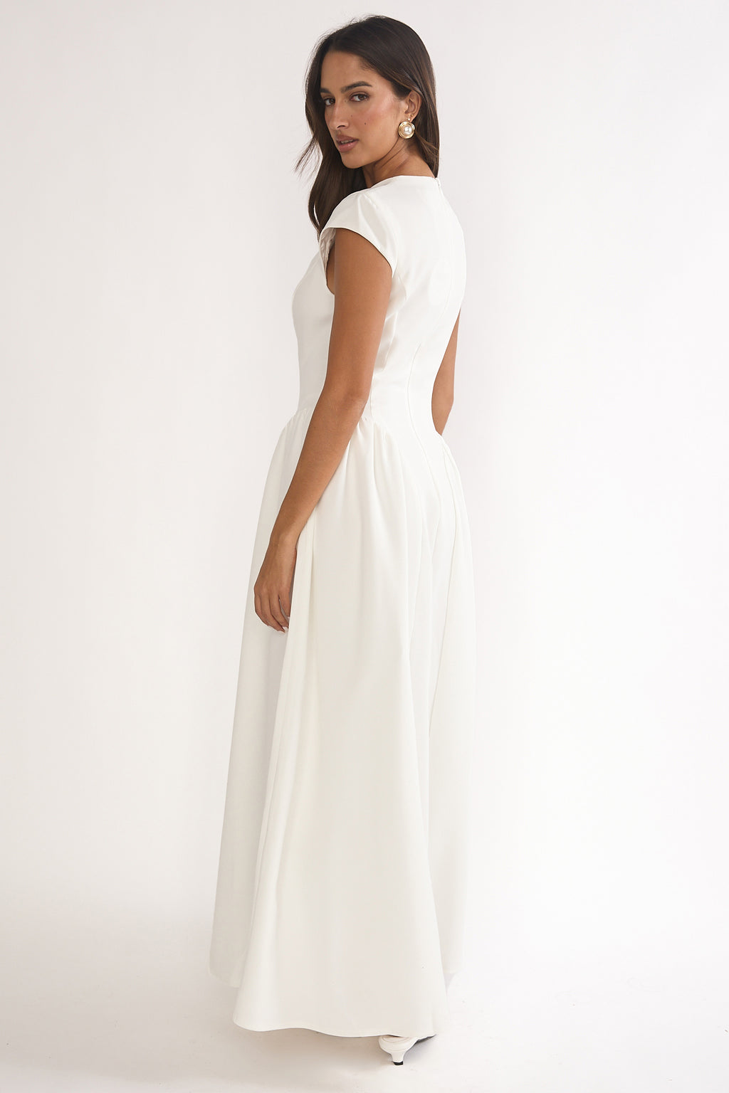 Lynnie Cap Sleeve Maxi Dress Cream by Selfie Leslie