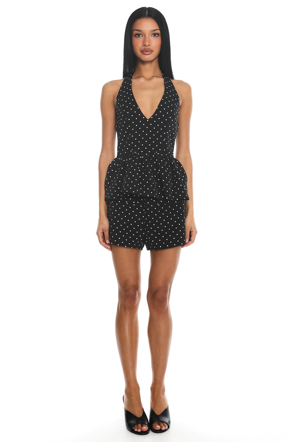 Molly Faux Pocket Shorts Polka Dot Black by Selfie Leslie