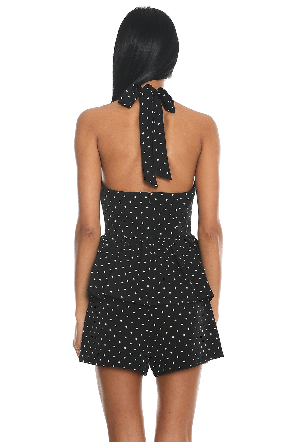 Molly Halter Peplum Top Polka Dot Black by Selfie Leslie